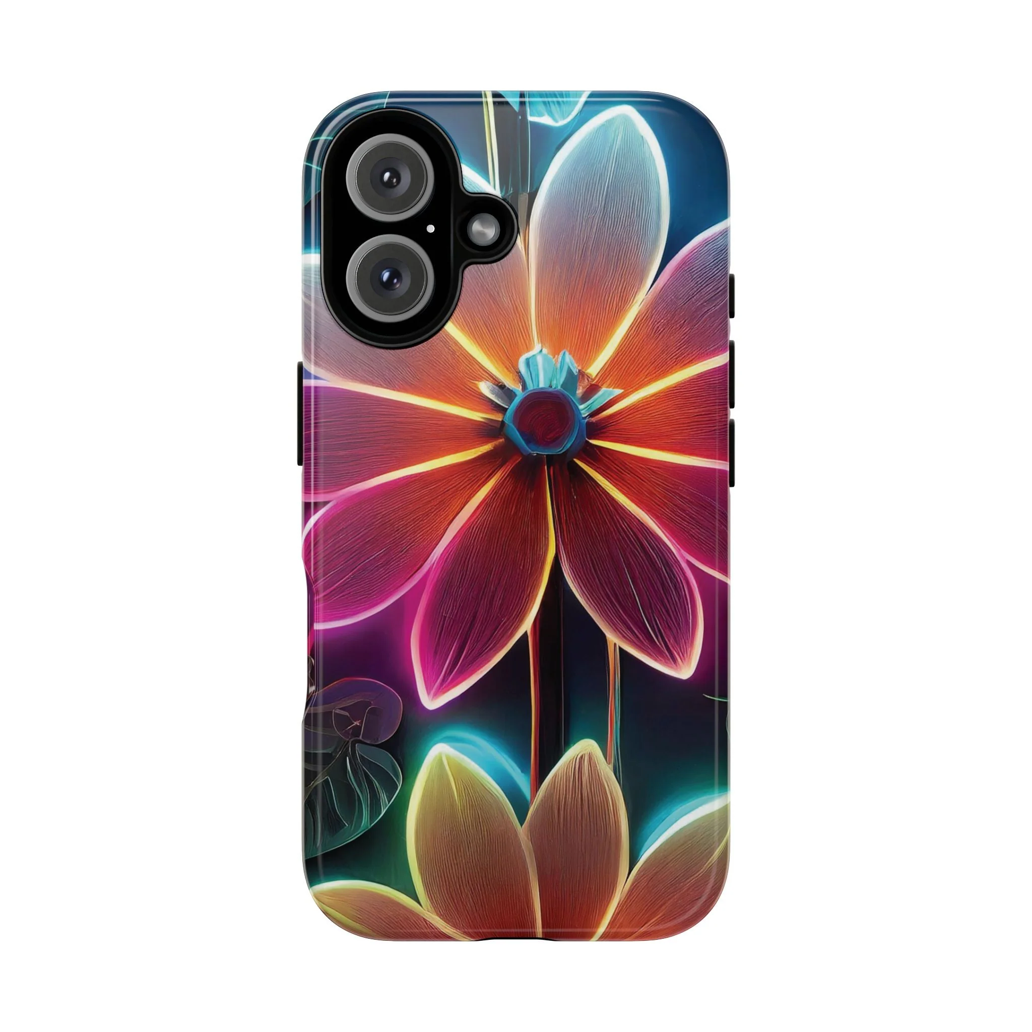Vibrant Neon Flowers Tough Phone Case - Image 35