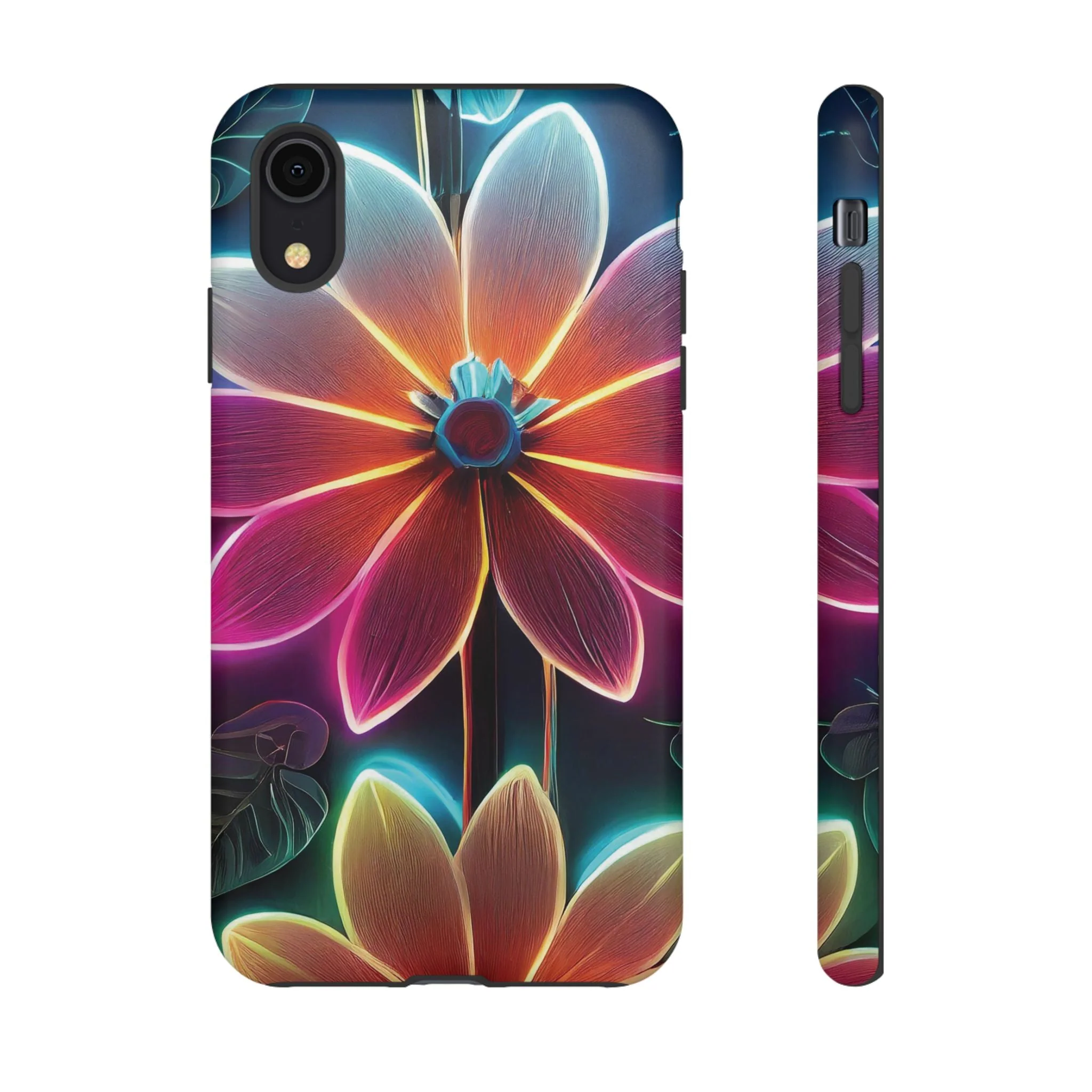Vibrant Neon Flowers Tough Phone Case - Image 5