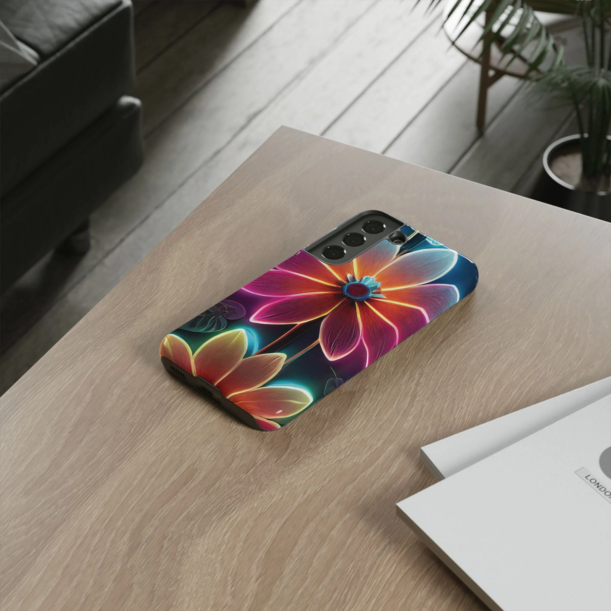 Vibrant Neon Flowers Tough Phone Case - Image 51