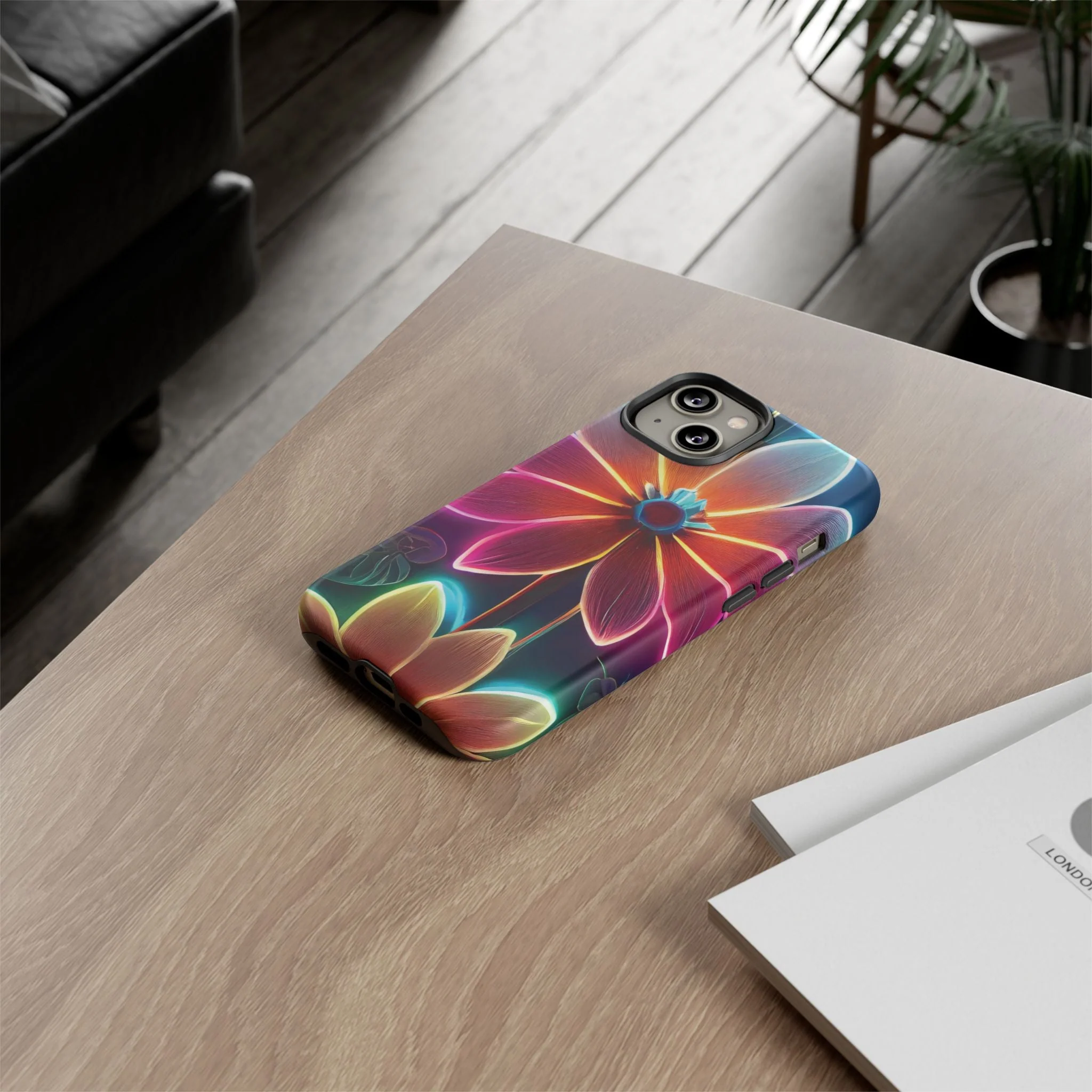 Vibrant Neon Flowers Tough Phone Case - Image 58