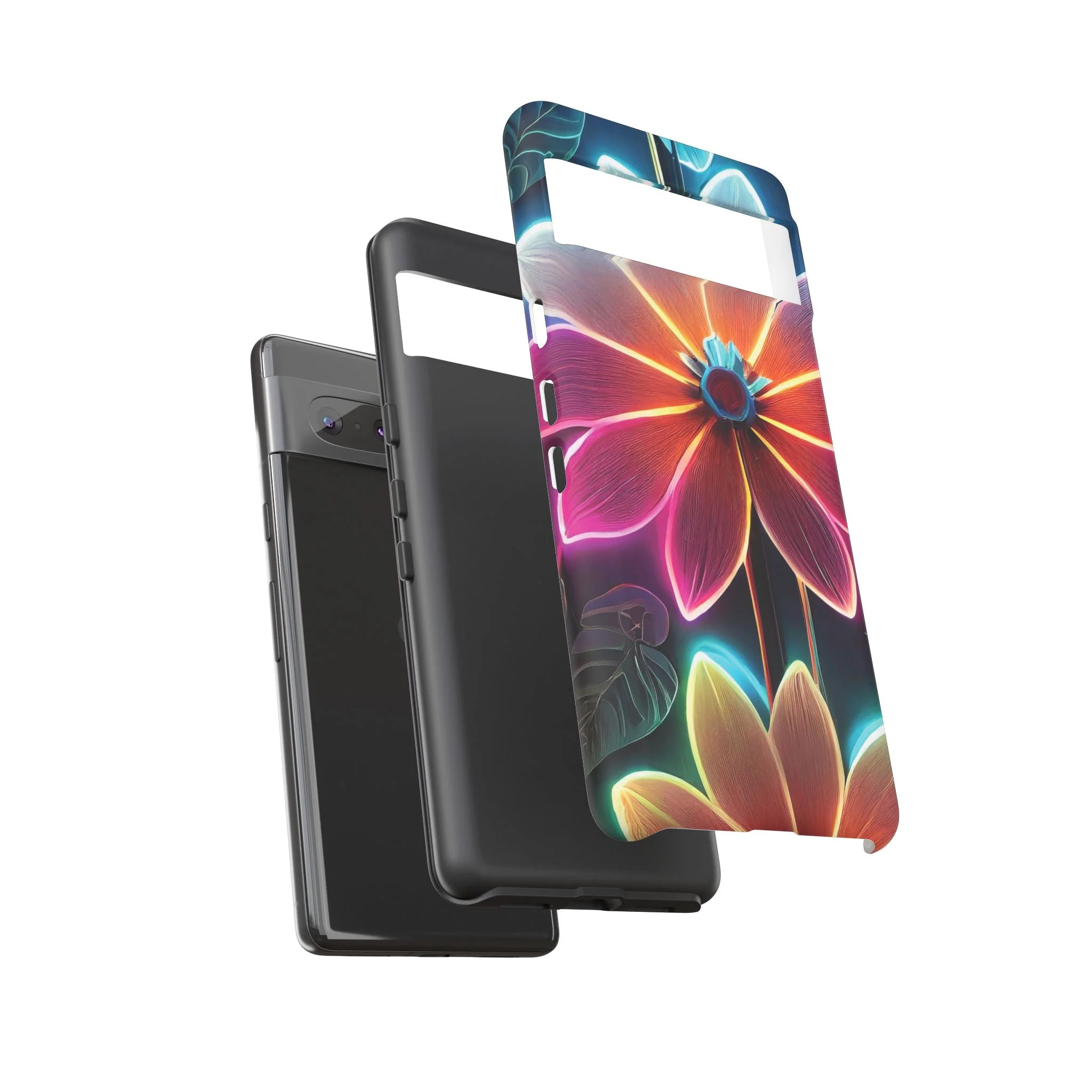 Vibrant Neon Flowers Tough Phone Case - Image 69