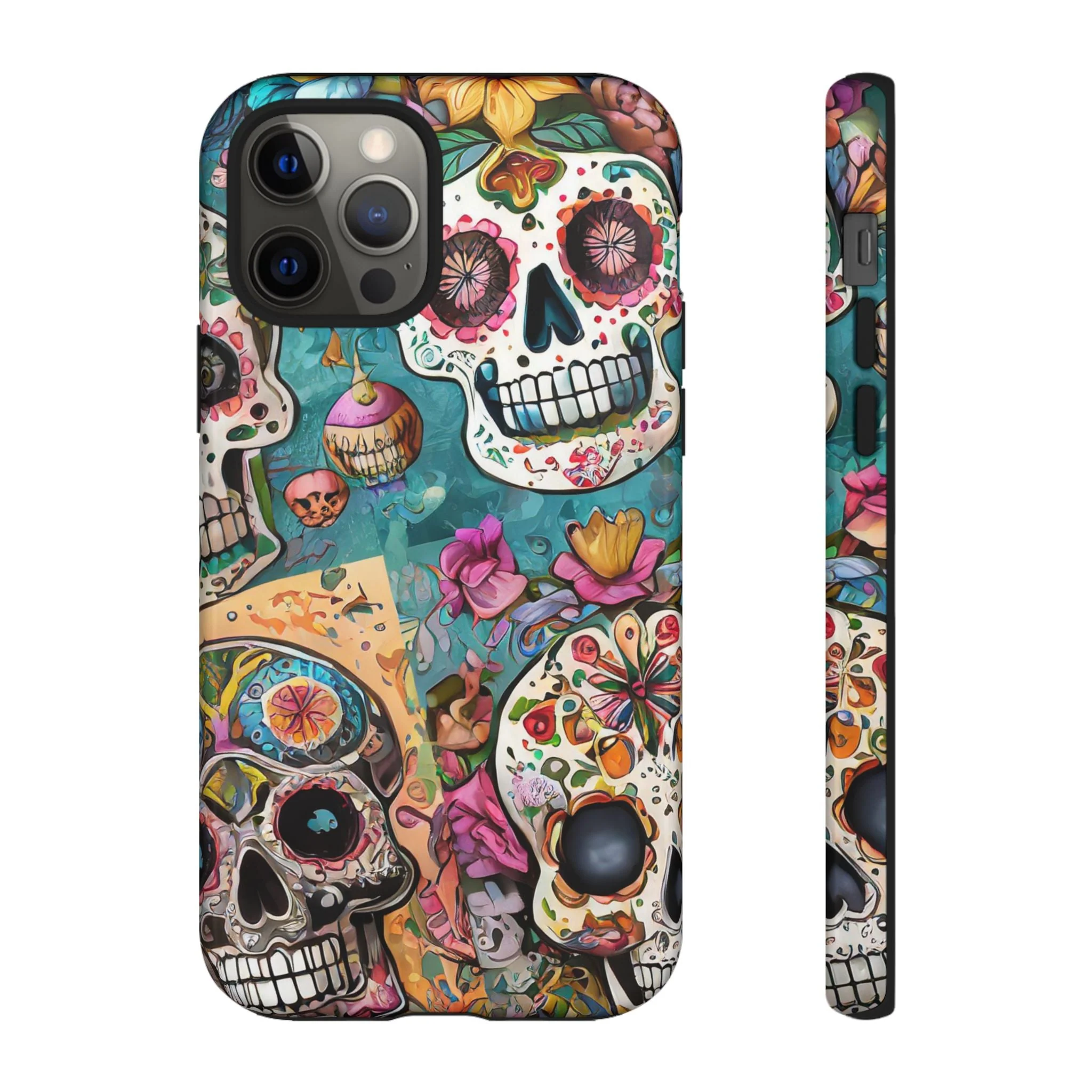 Vibrant Sugar Skull Tough Phone Case - Image 3