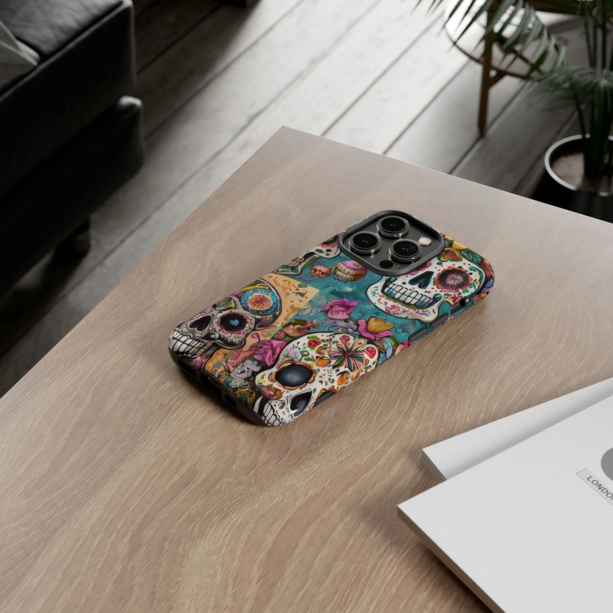 Vibrant Sugar Skull Tough Phone Case - Image 37