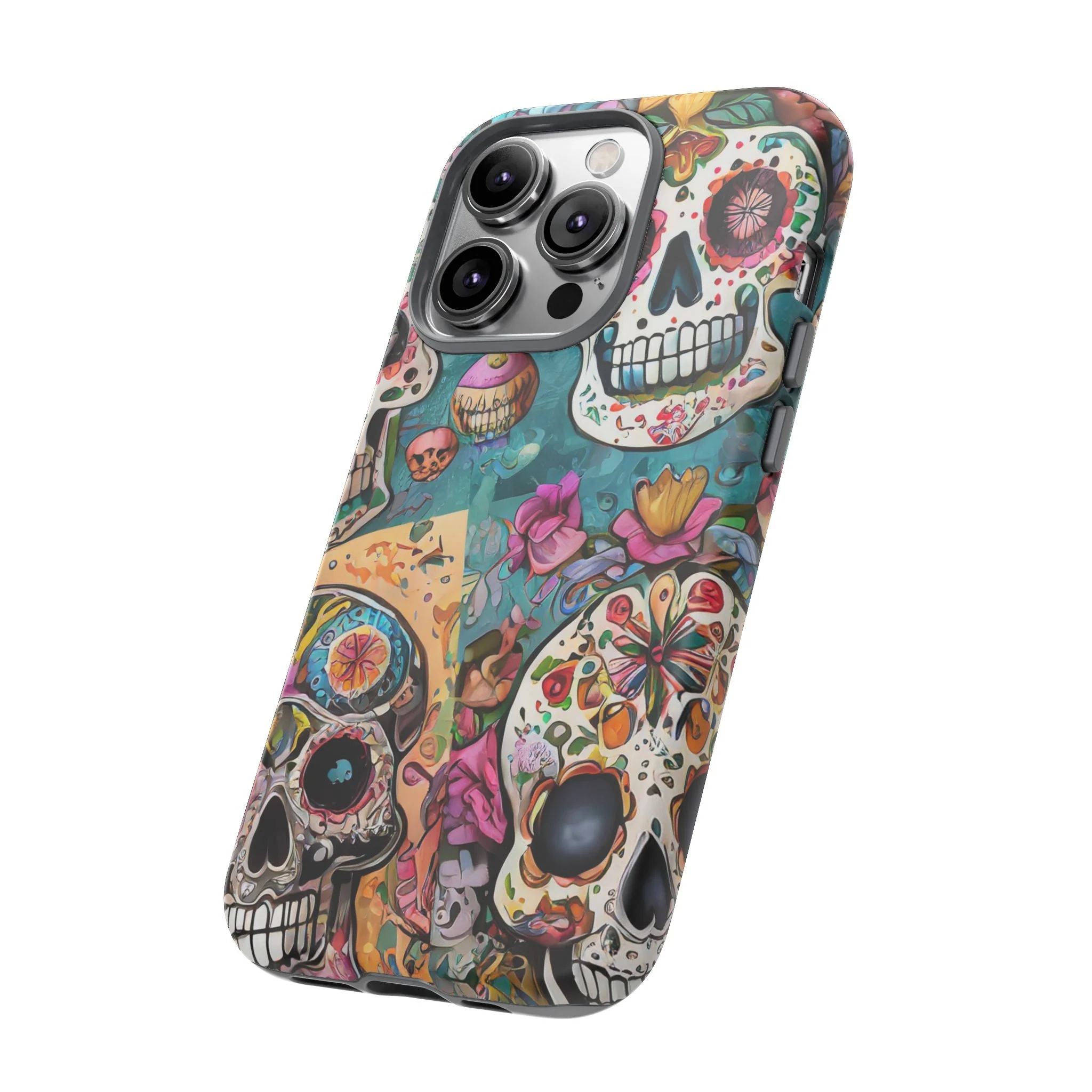 Vibrant Sugar Skull Tough Phone Case - Image 38