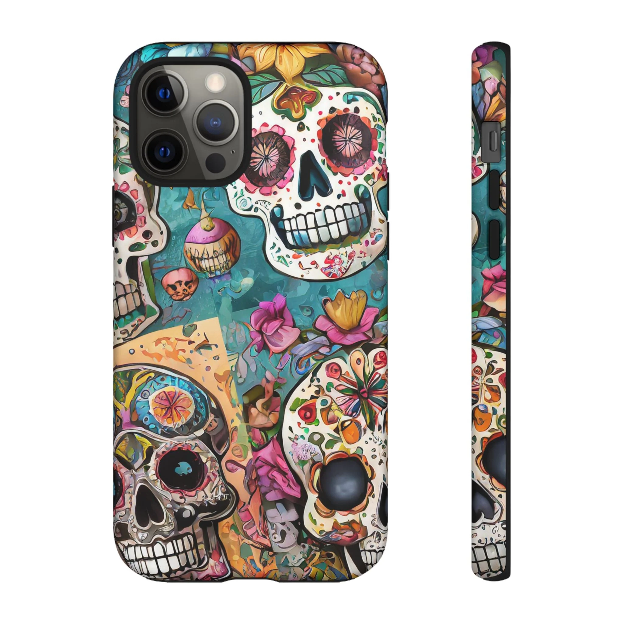 Vibrant Sugar Skull Tough Phone Case - Image 4