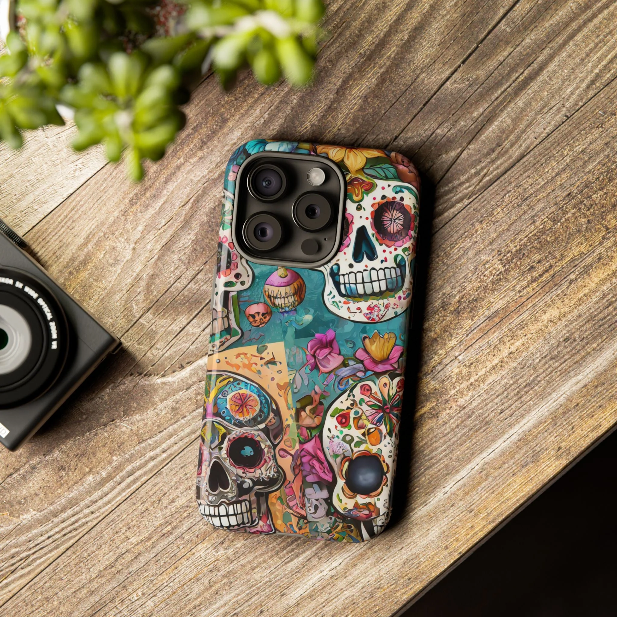 Vibrant Sugar Skull Tough Phone Case - Image 46