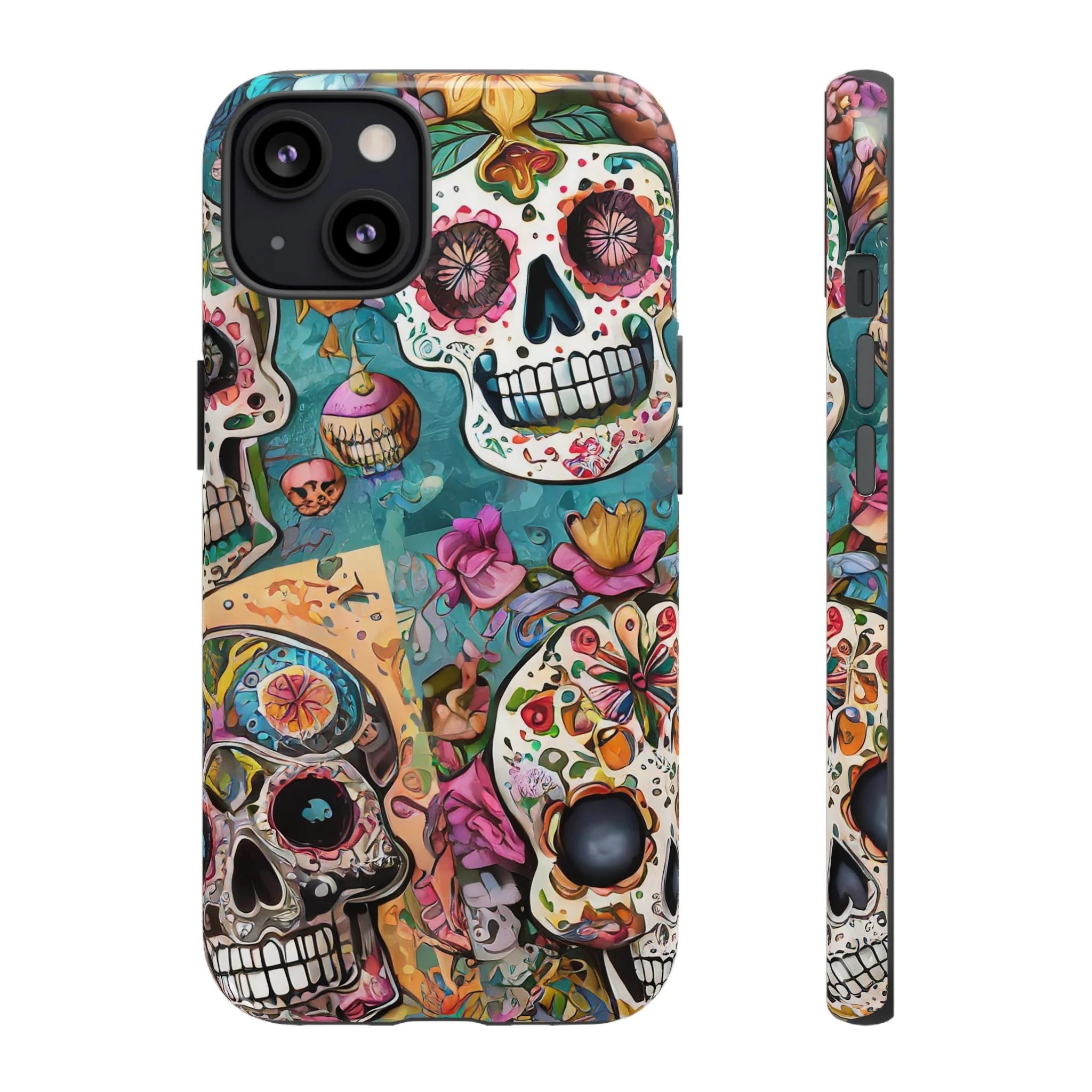 Vibrant Sugar Skull Tough Phone Case - Image 5
