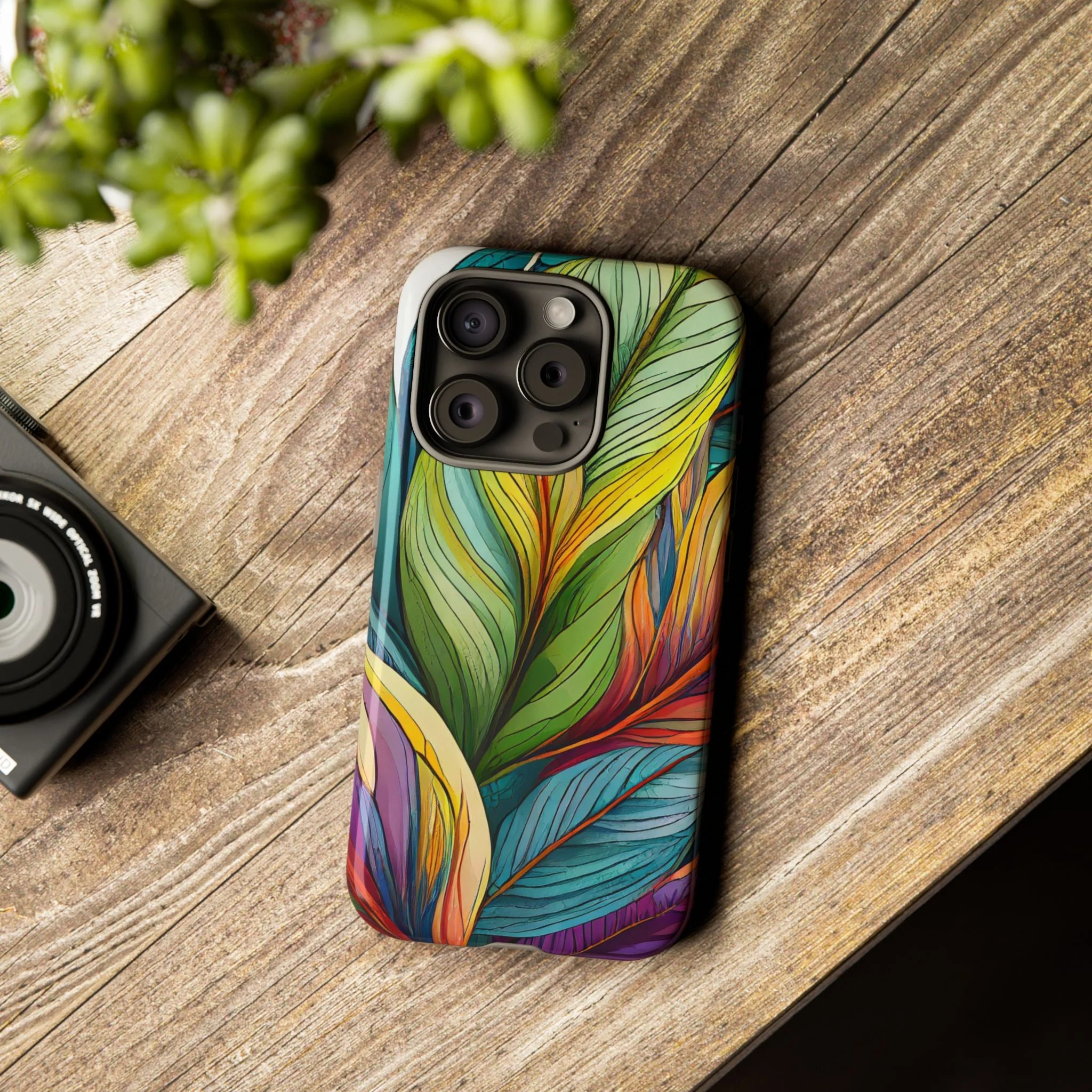 Vibrant Tropical Leaf Tough Phone Case - Image 82