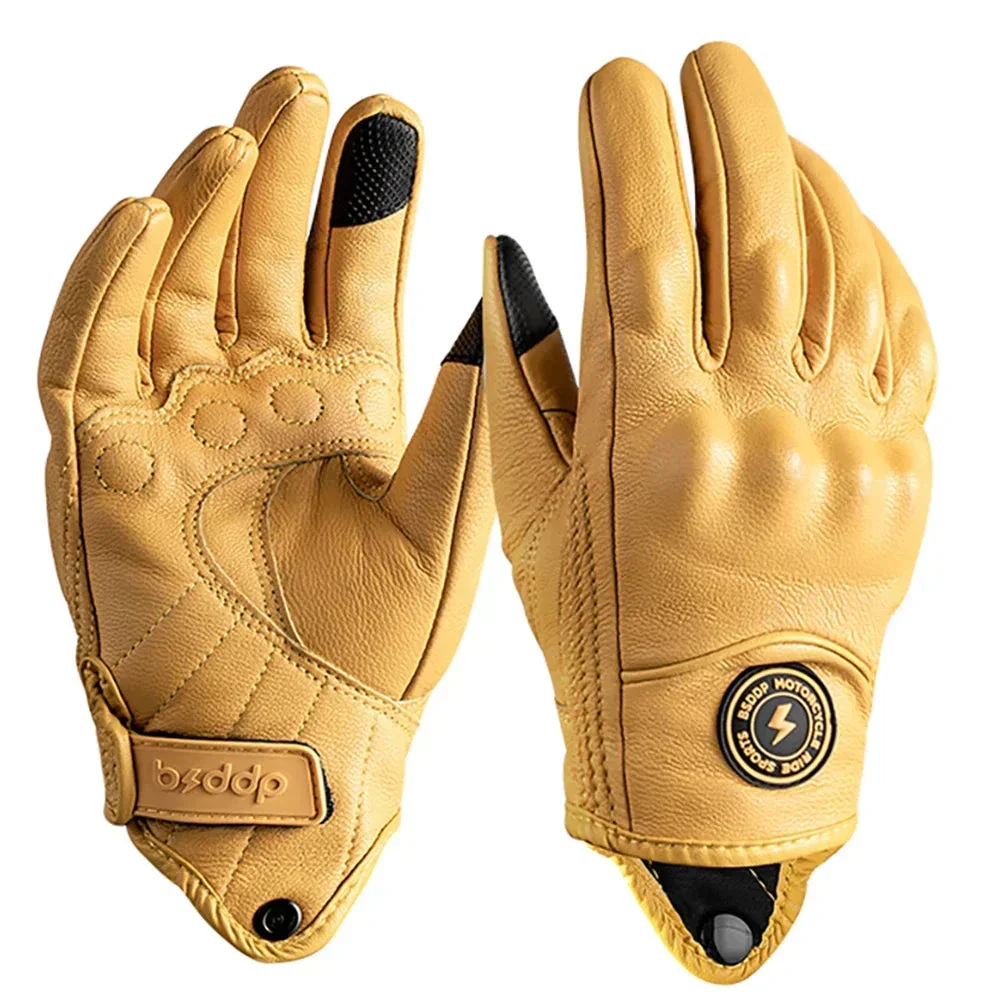 Vintage Real Leather Breathable Touch Screen Gloves - Image 10