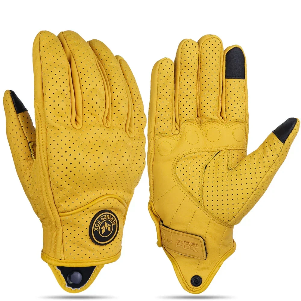 Vintage Real Leather Breathable Touch Screen Gloves - Image 12