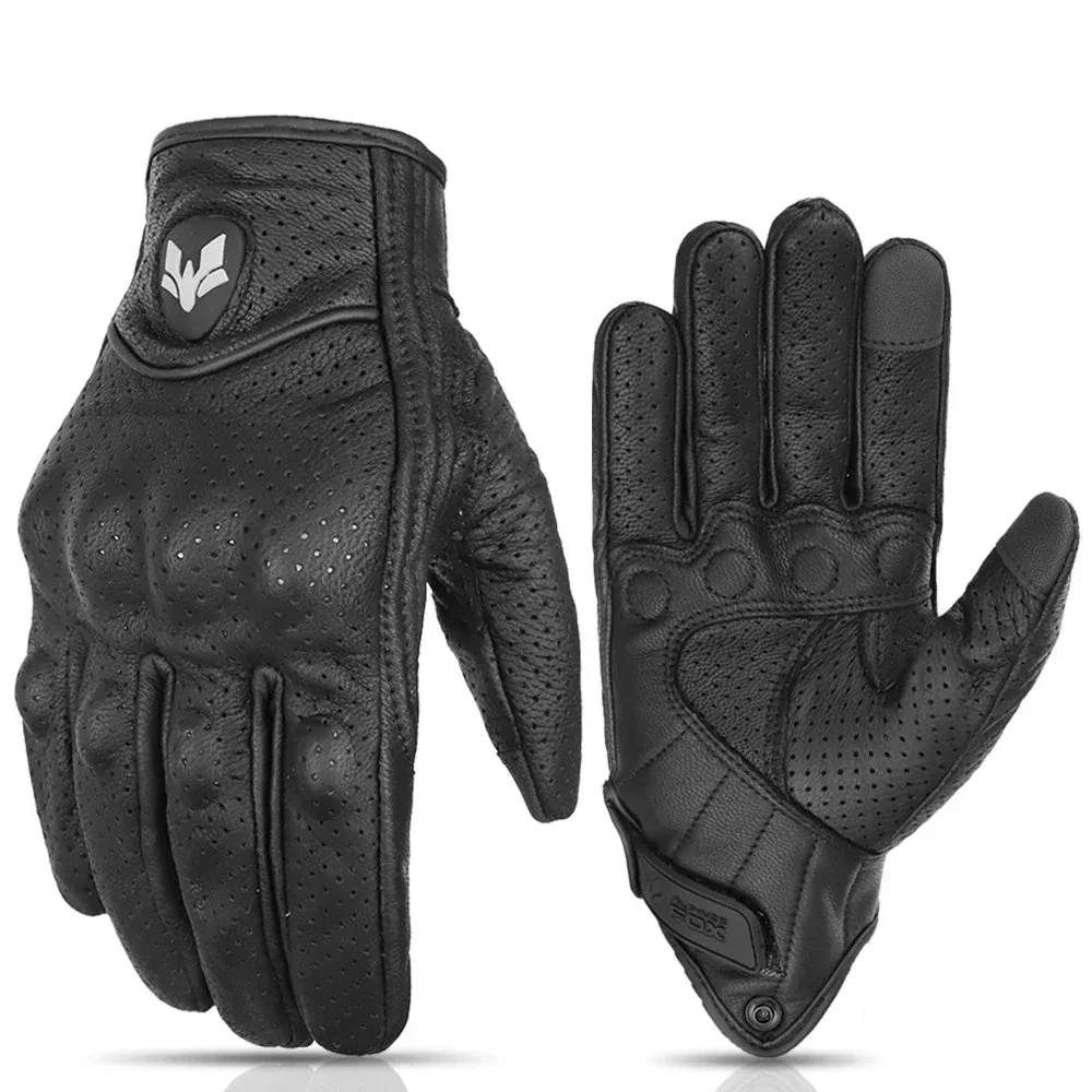 Vintage Real Leather Breathable Touch Screen Gloves - Image 13
