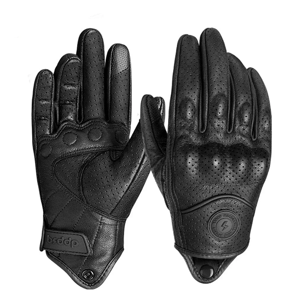 Vintage Real Leather Breathable Touch Screen Gloves - Image 14