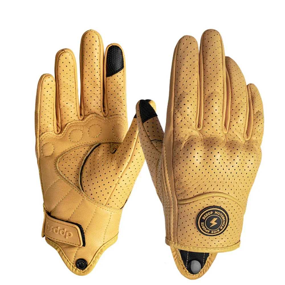 Vintage Real Leather Breathable Touch Screen Gloves - Image 15