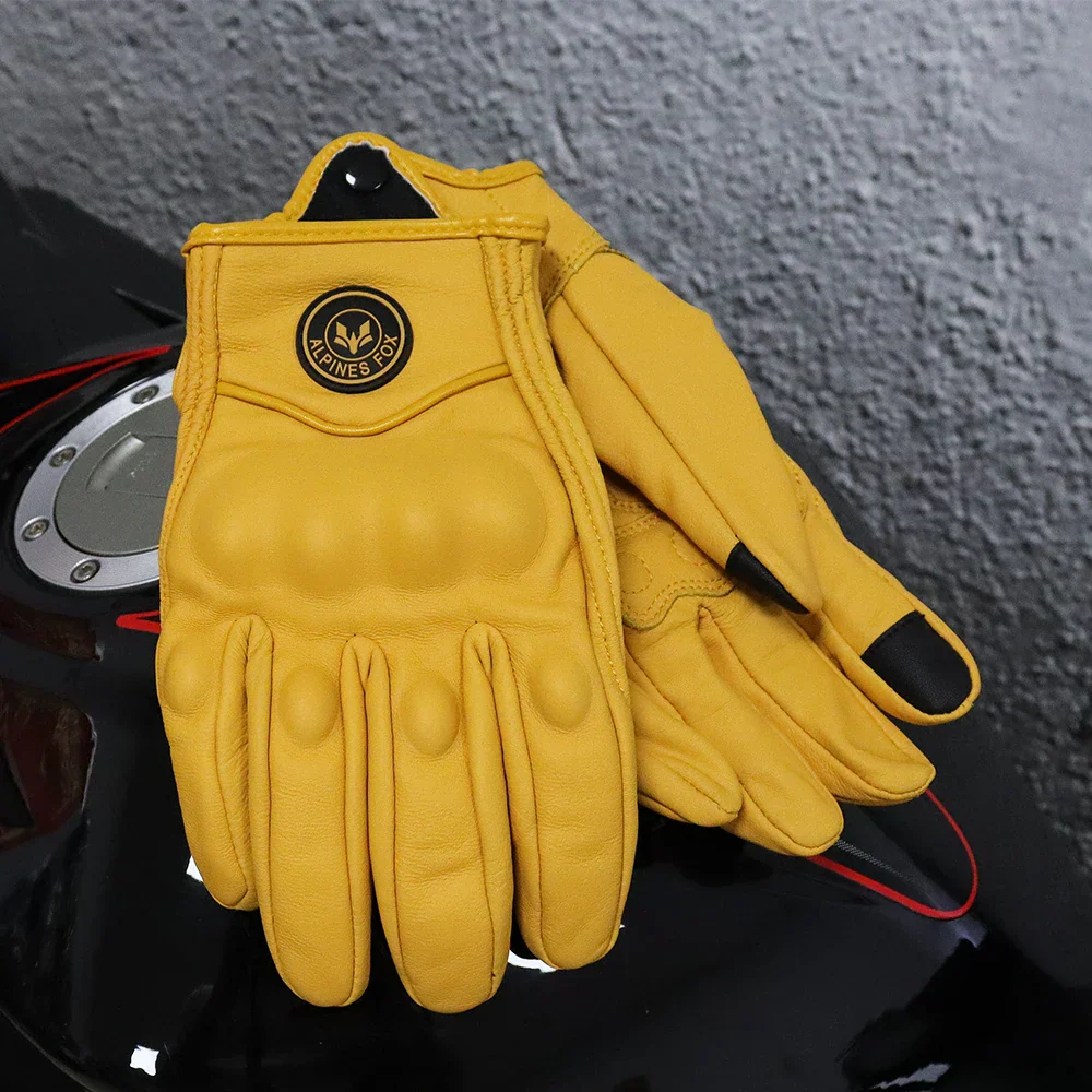 Vintage Real Leather Breathable Touch Screen Gloves - Image 17