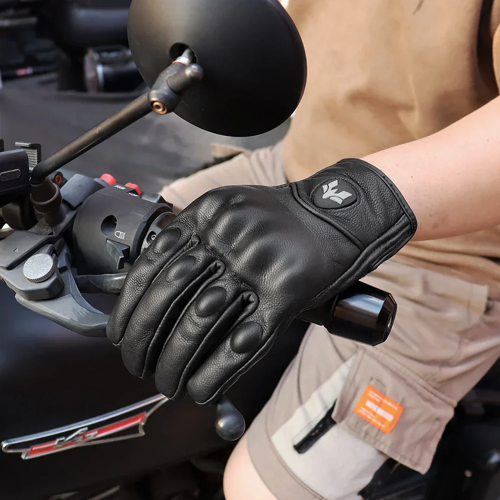 Vintage Real Leather Breathable Touch Screen Gloves - Image 19