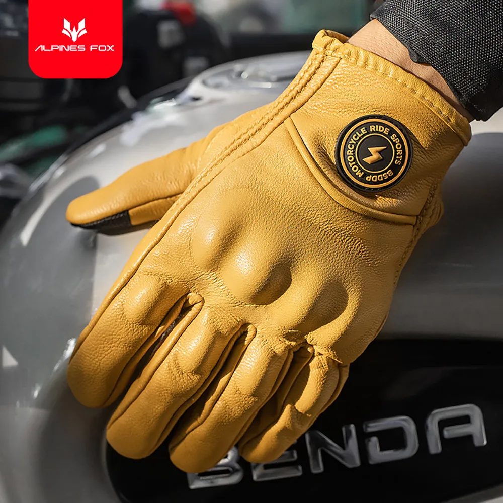 Vintage Real Leather Breathable Touch Screen Gloves - Image 2
