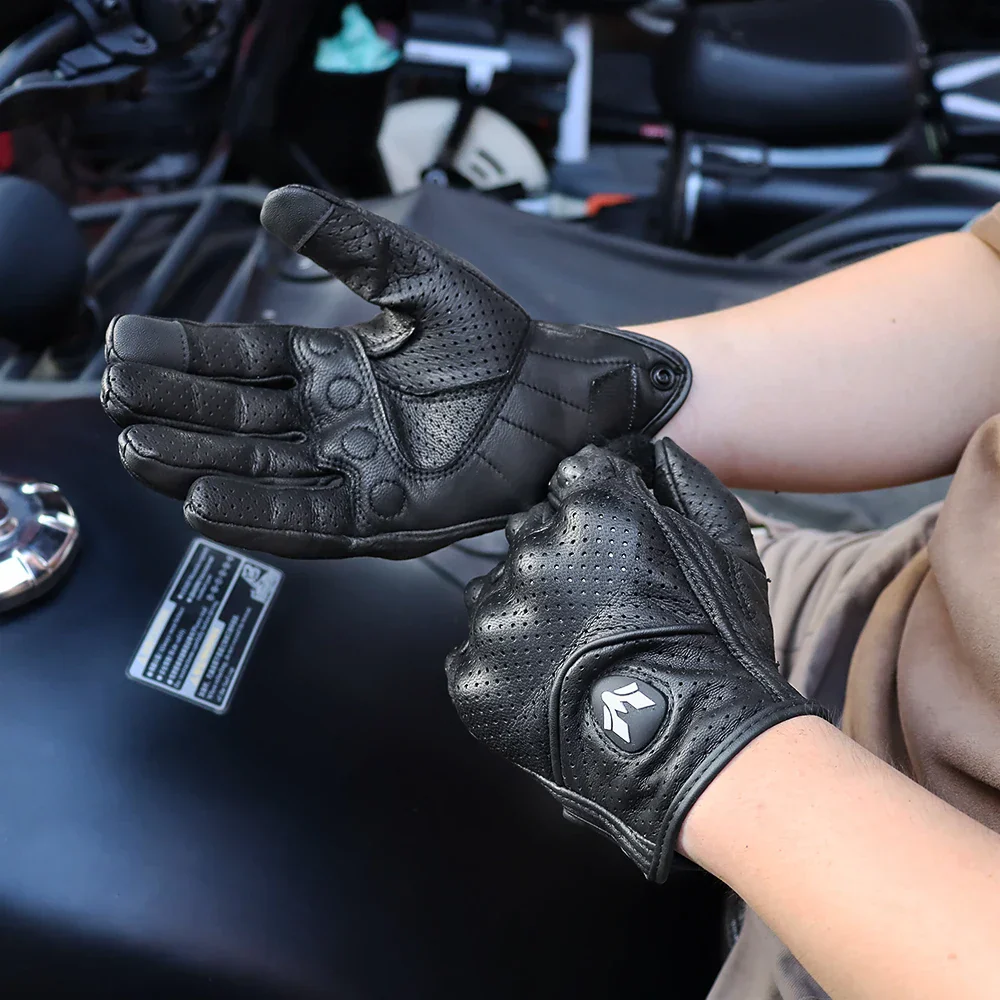 Vintage Real Leather Breathable Touch Screen Gloves - Image 20