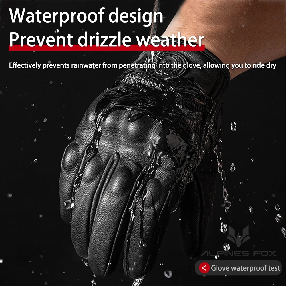 Vintage Real Leather Breathable Touch Screen Gloves - Image 3
