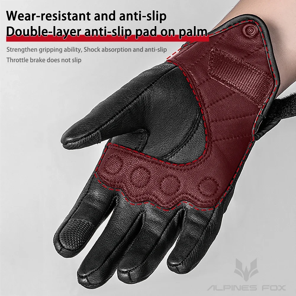 Vintage Real Leather Breathable Touch Screen Gloves - Image 4