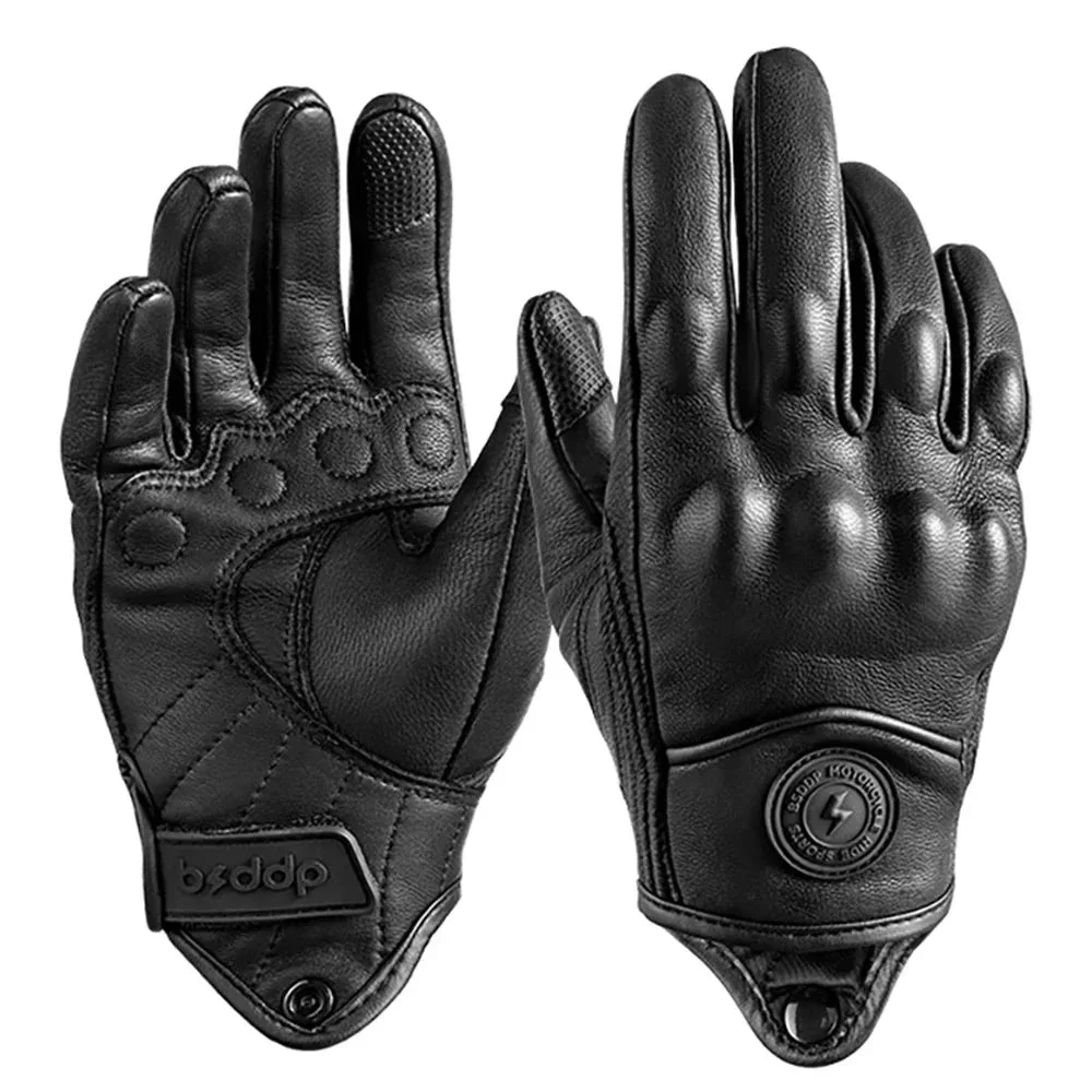 Vintage Real Leather Breathable Touch Screen Gloves - Image 7