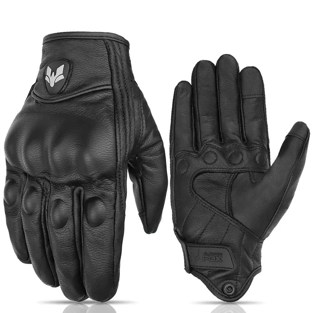 Vintage Real Leather Breathable Touch Screen Gloves - Image 8
