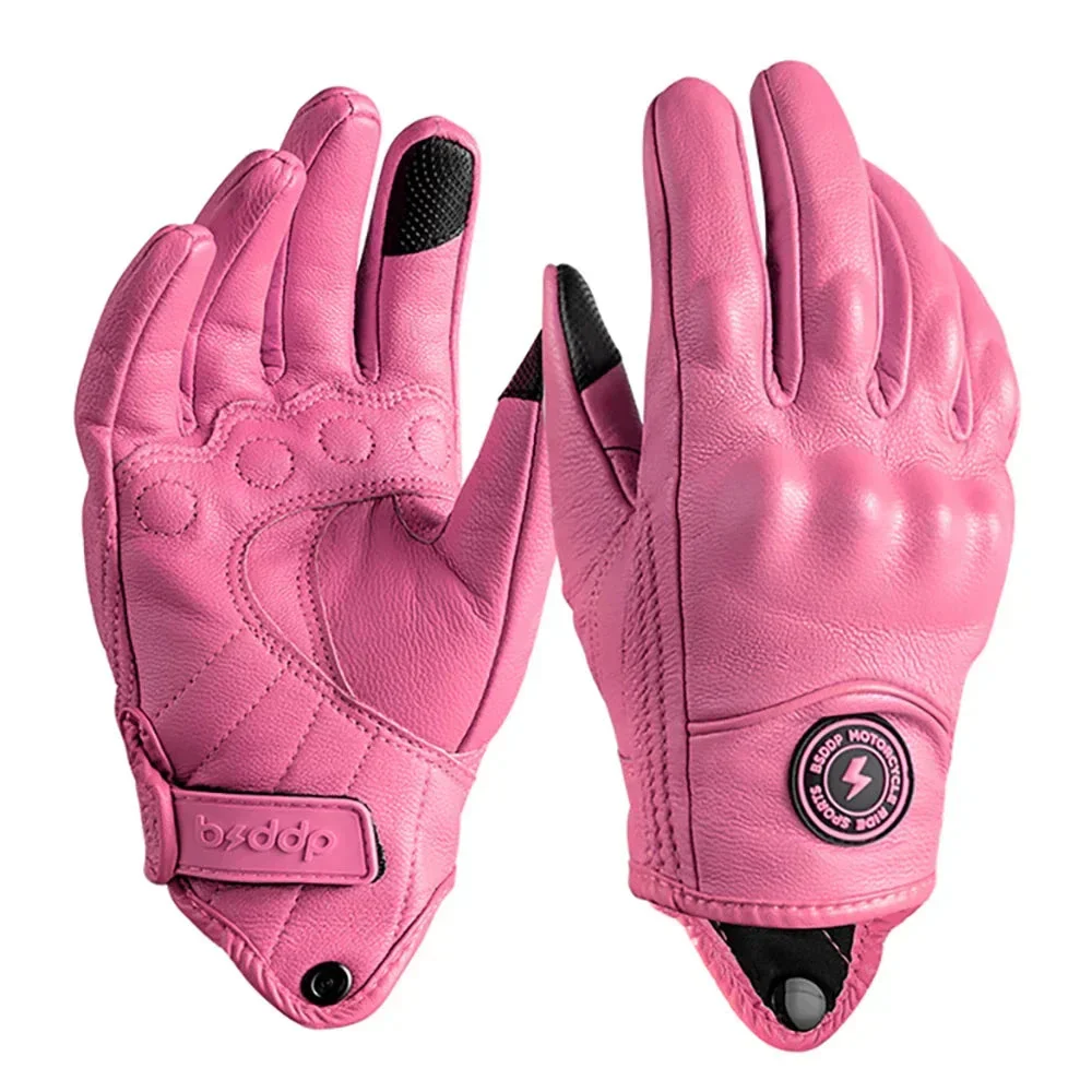 Vintage Real Leather Breathable Touch Screen Gloves - Image 9