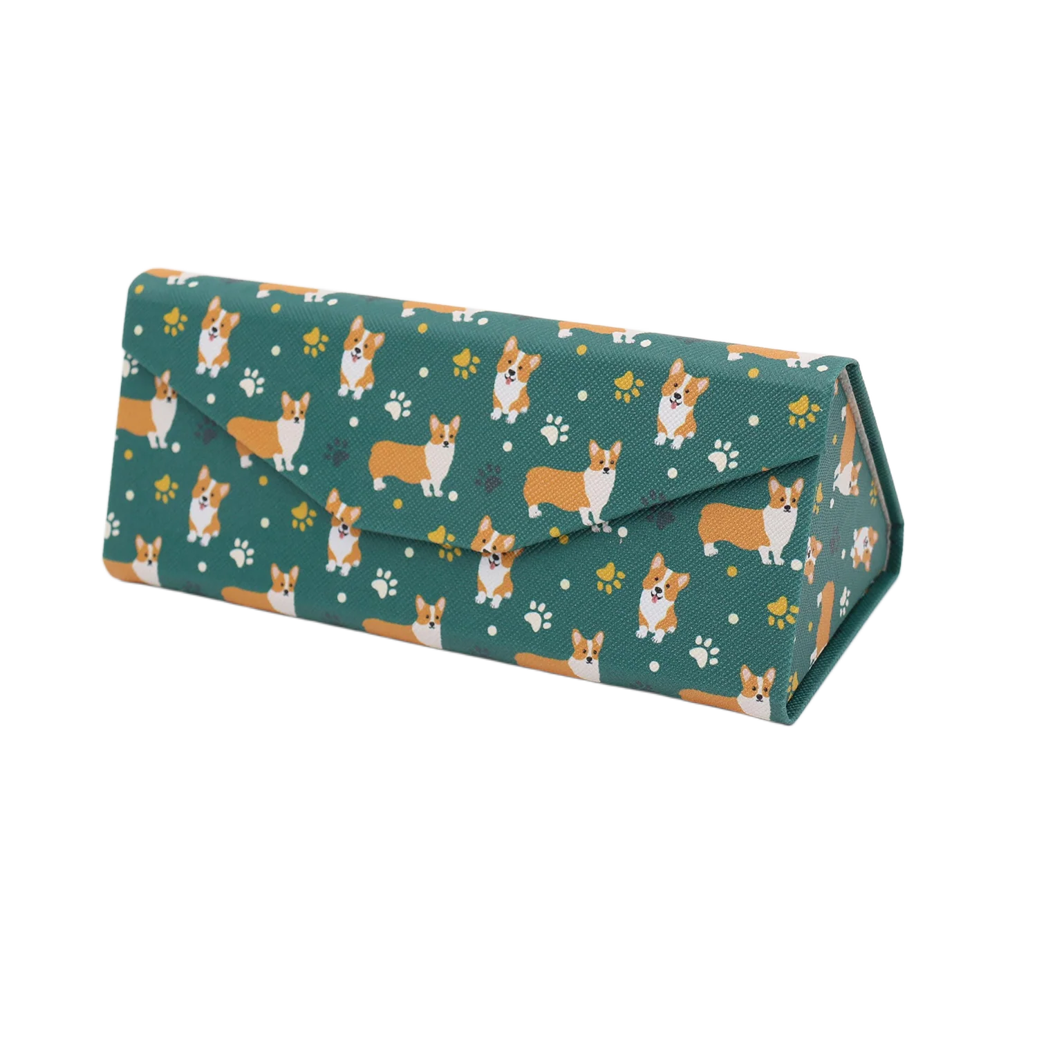 Welsh Corgi Print Glasses Case - Vegan Leather Magic Folding Hard Case - Image 4