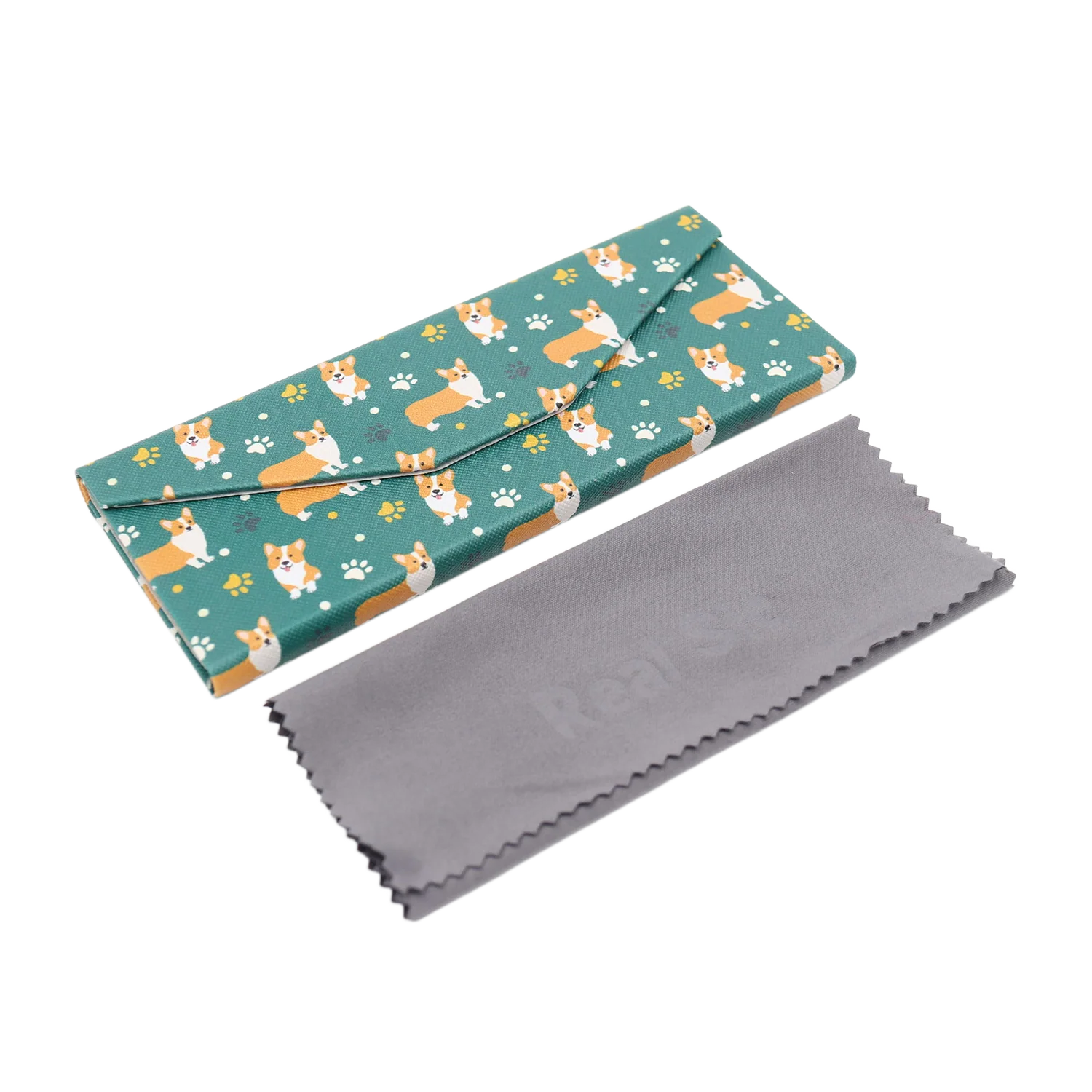 Welsh Corgi Print Glasses Case - Vegan Leather Magic Folding Hard Case - Image 5