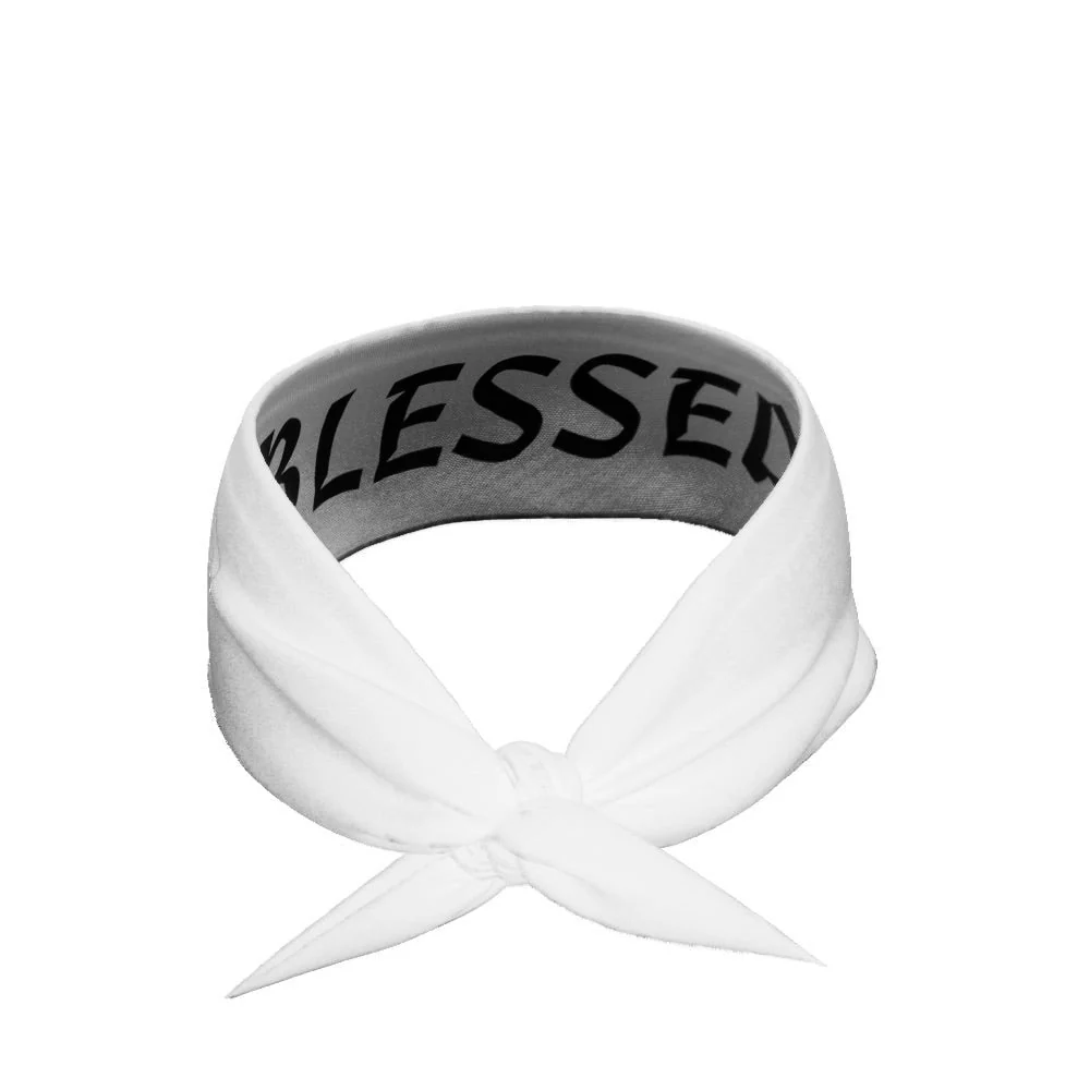 White BLESSED Tie Headband - Image 3