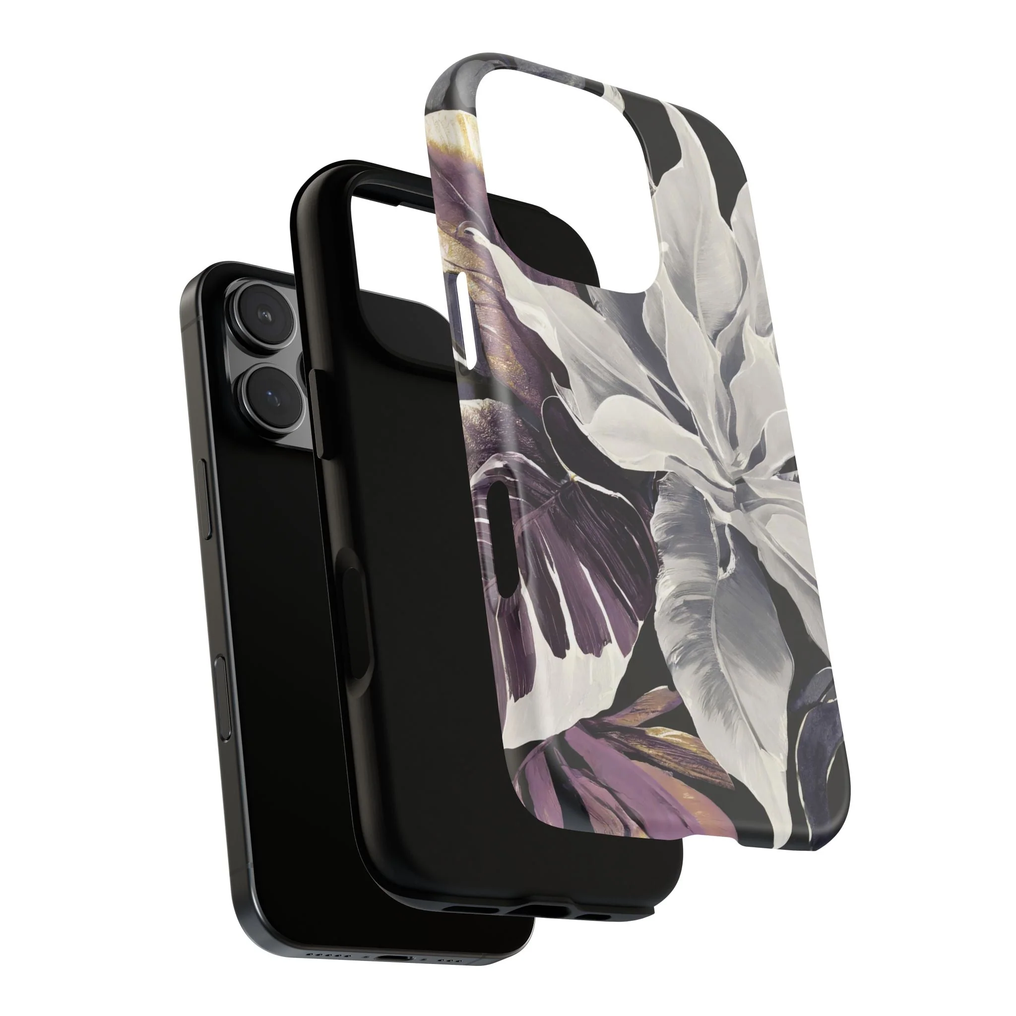 White & Plum Floral Tough Phone Case - Image 105