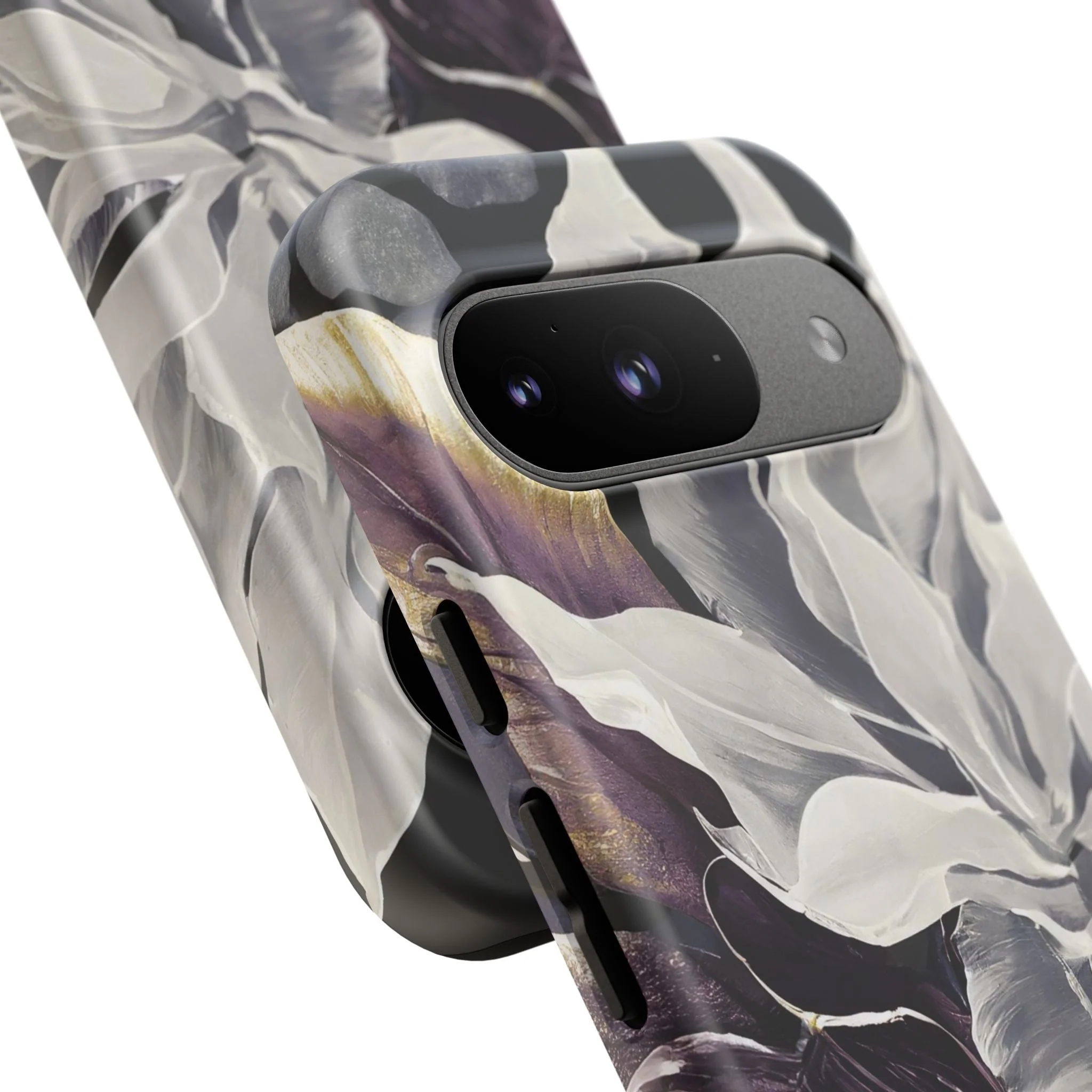 White & Plum Floral Tough Phone Case - Image 109