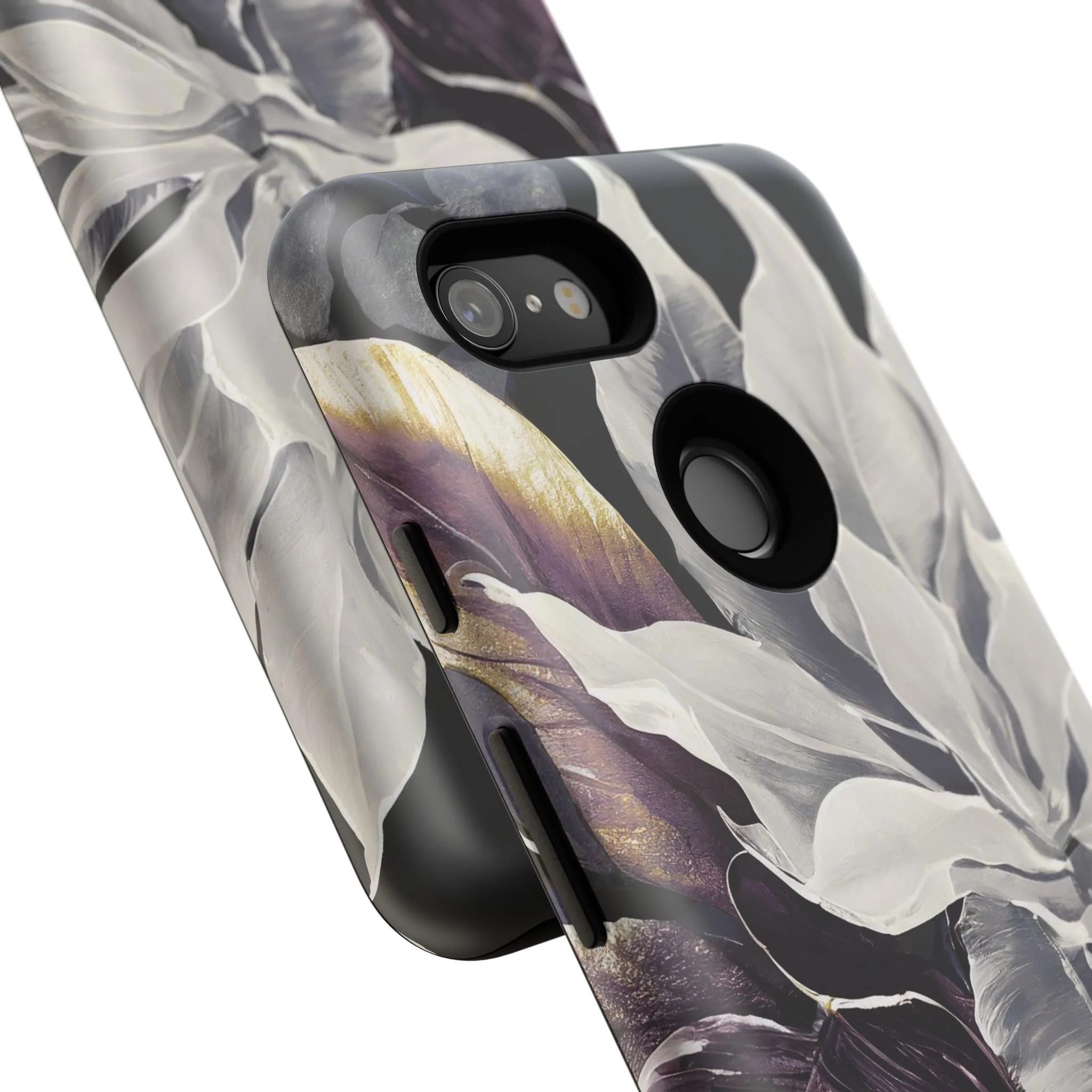 White & Plum Floral Tough Phone Case - Image 113
