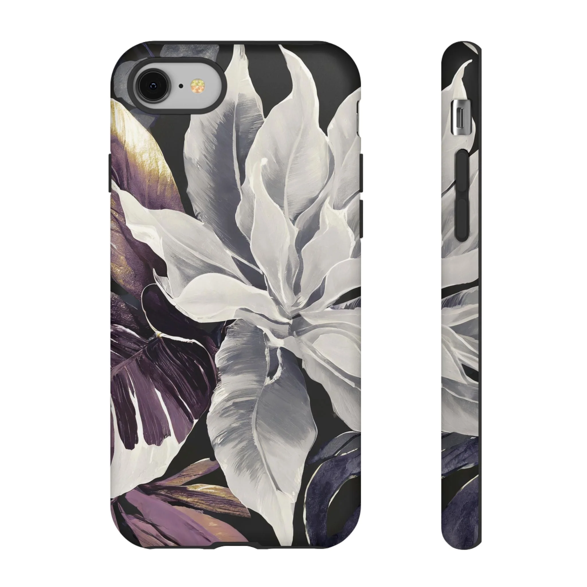 White & Plum Floral Tough Phone Case - Image 2
