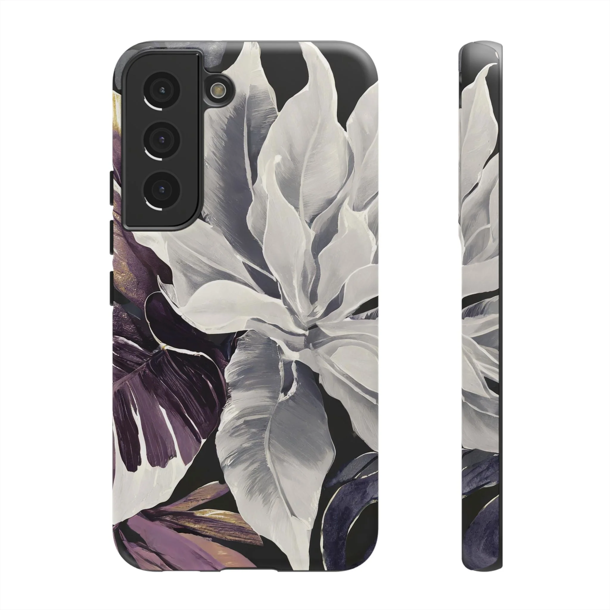 White & Plum Floral Tough Phone Case - Image 22