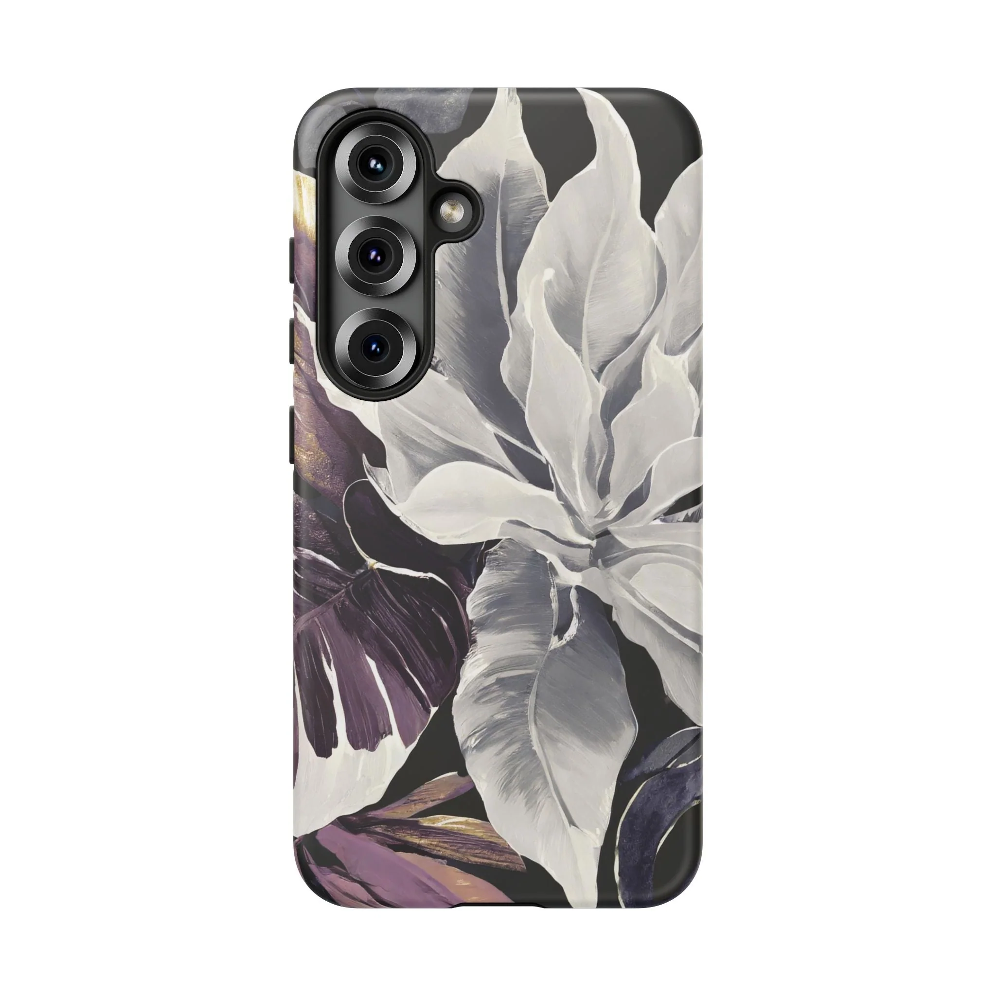 White & Plum Floral Tough Phone Case - Image 48