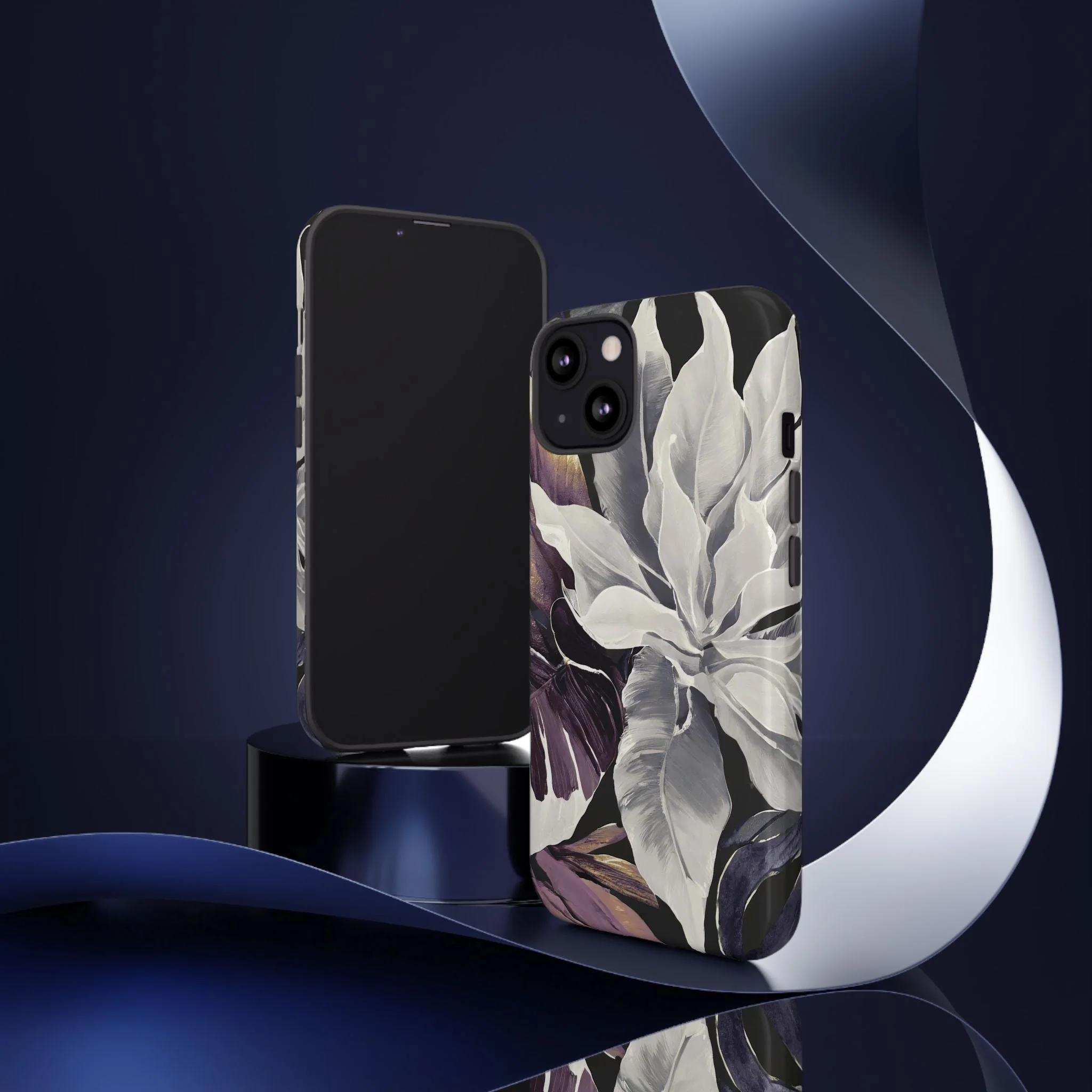 White & Plum Floral Tough Phone Case - Image 49
