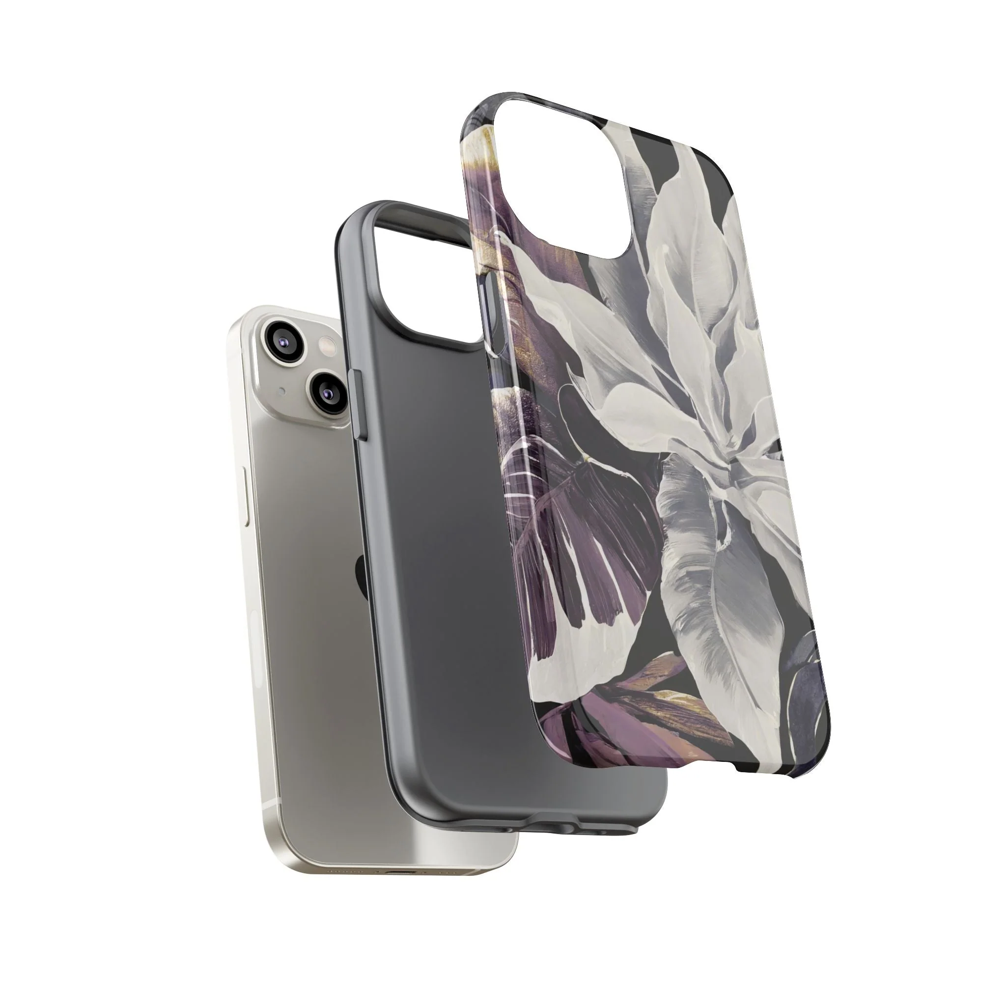 White & Plum Floral Tough Phone Case - Image 58