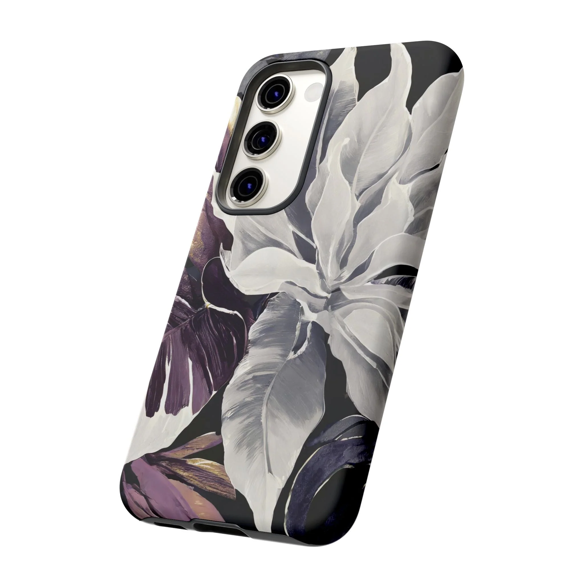 White & Plum Floral Tough Phone Case - Image 66