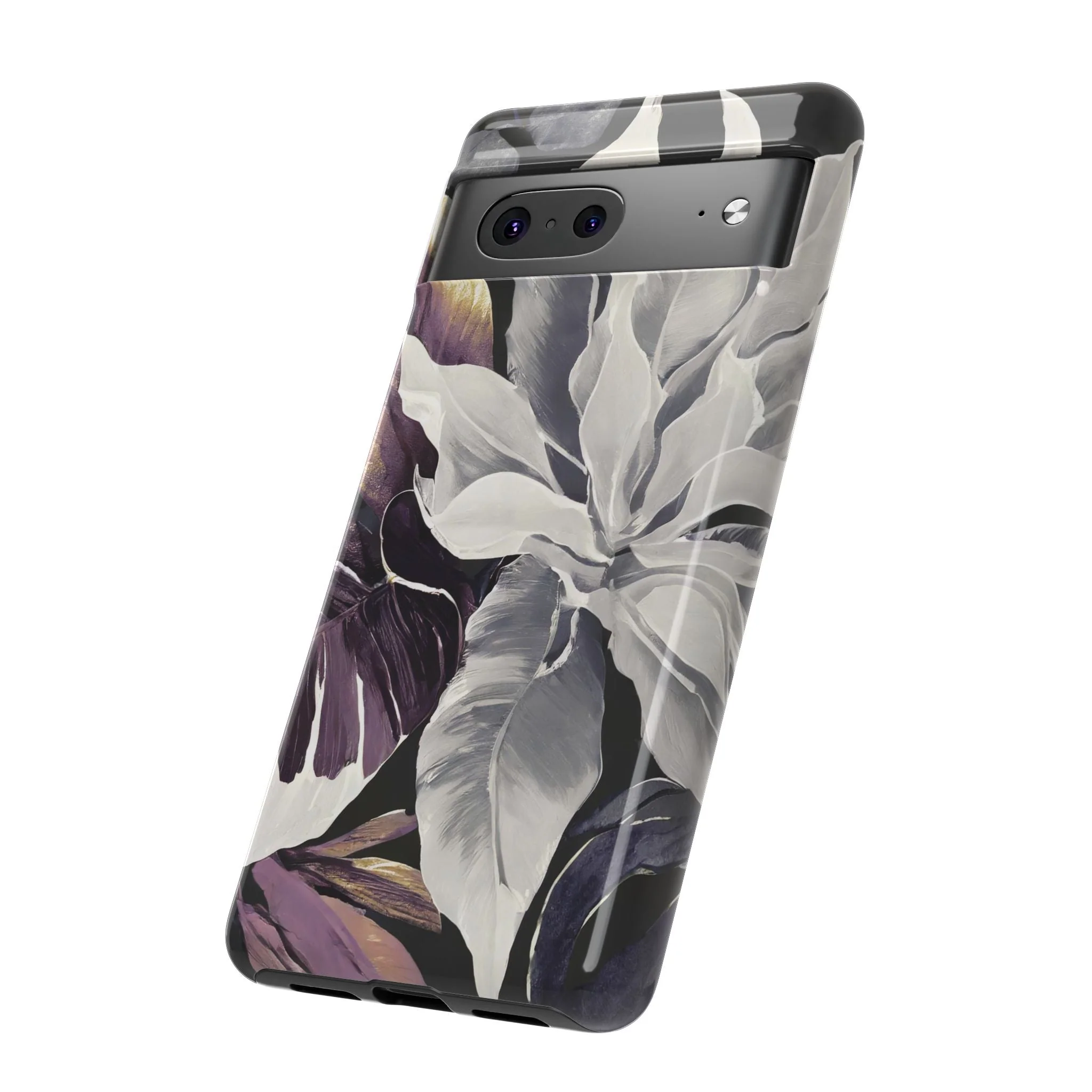 White & Plum Floral Tough Phone Case - Image 69