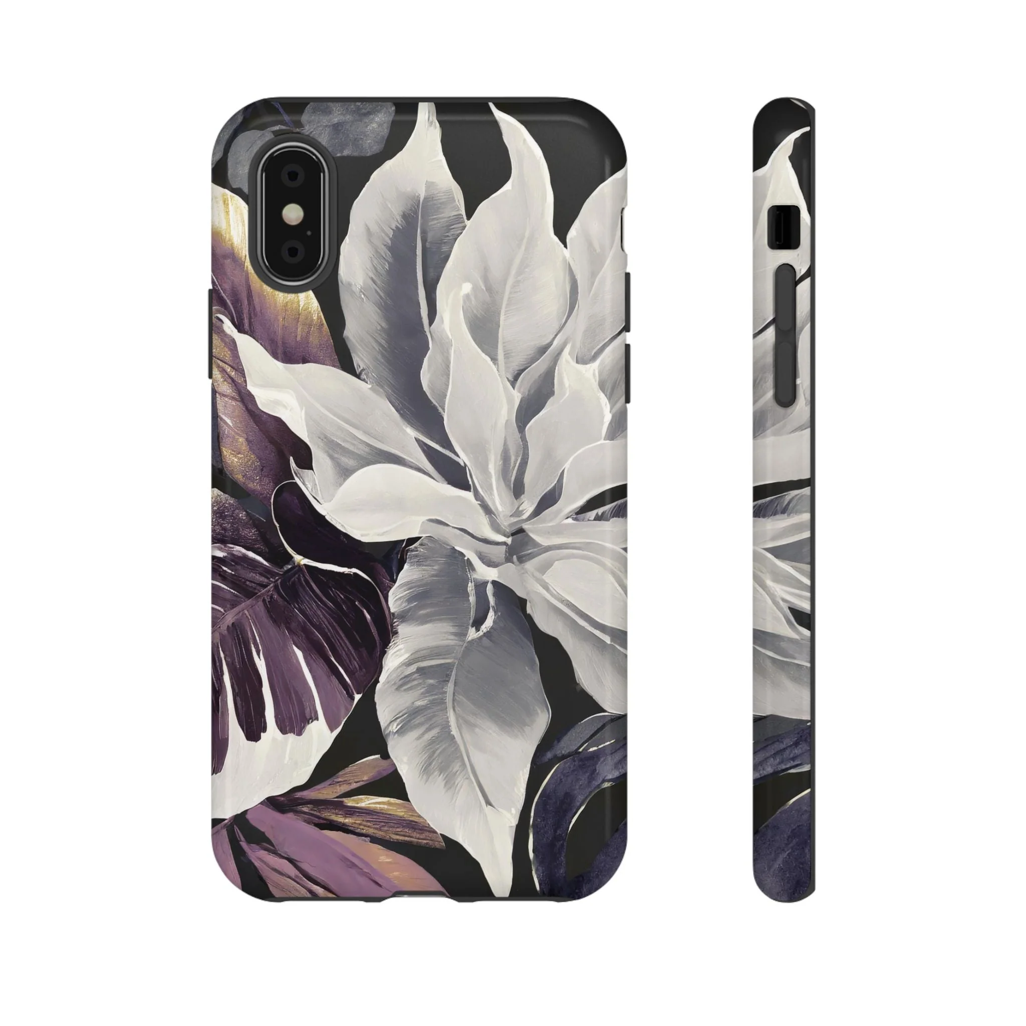 White & Plum Floral Tough Phone Case - Image 7