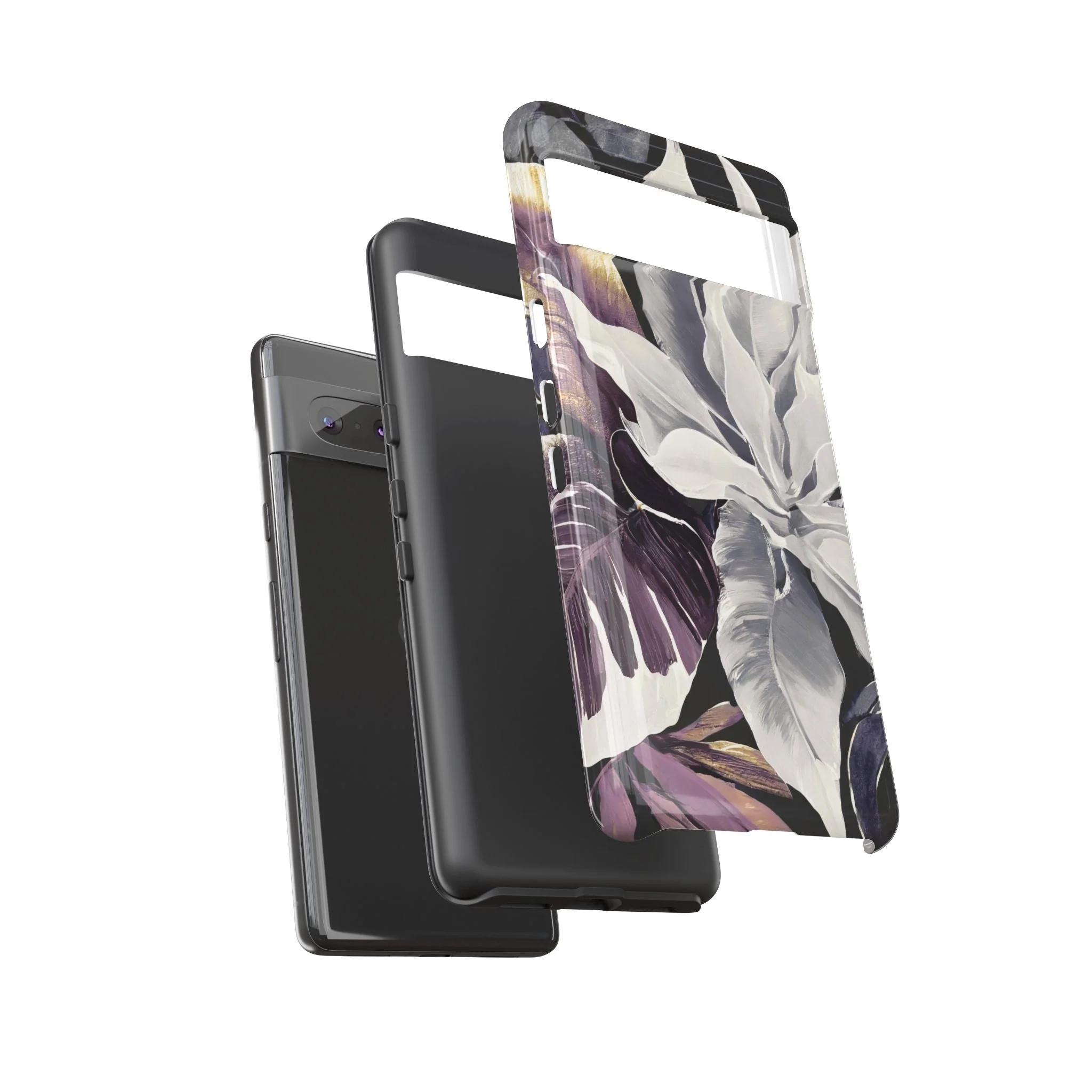 White & Plum Floral Tough Phone Case - Image 70