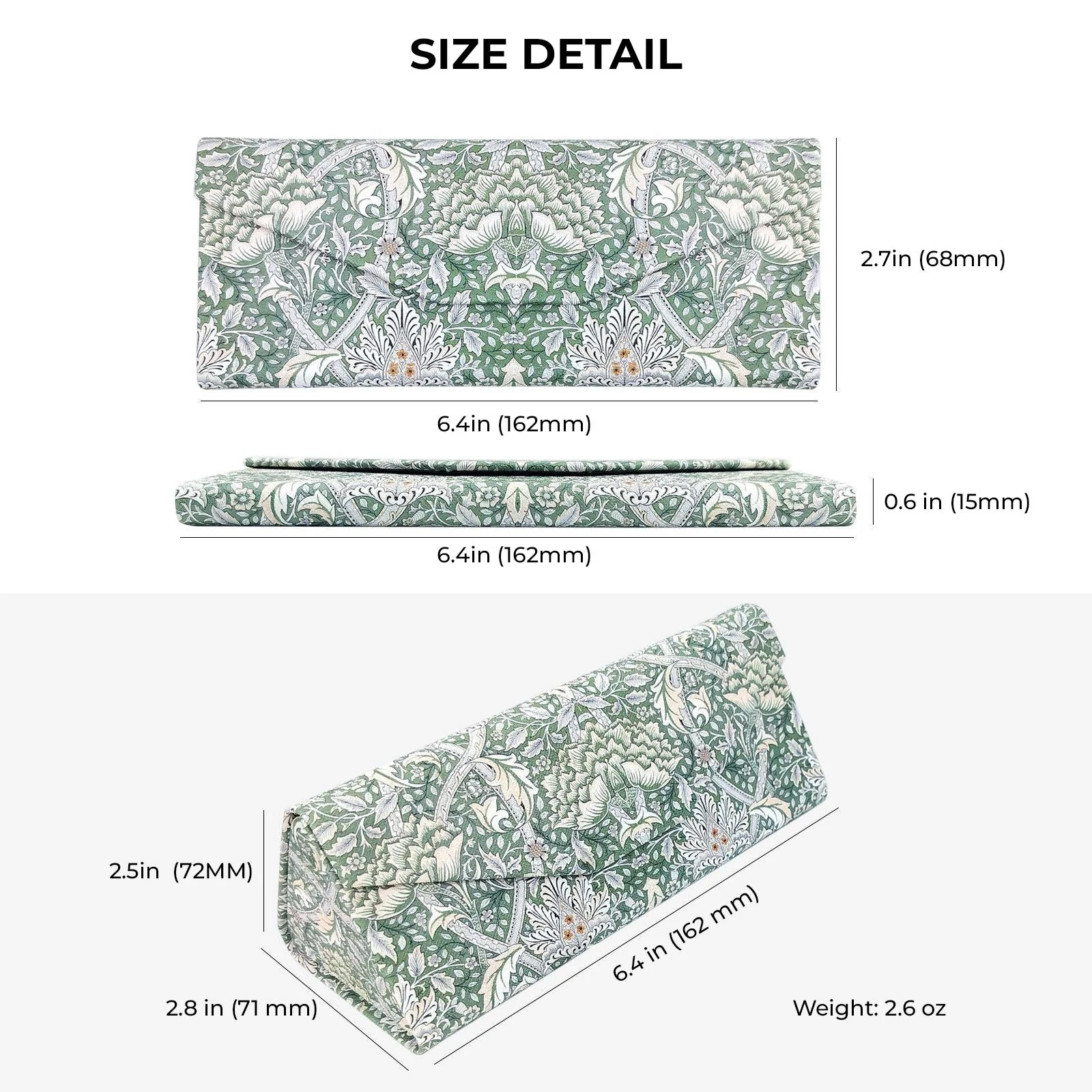 Windrush by William Morris Glasses Case - Vegan Leather Folding Hard Shell Case - Image 5