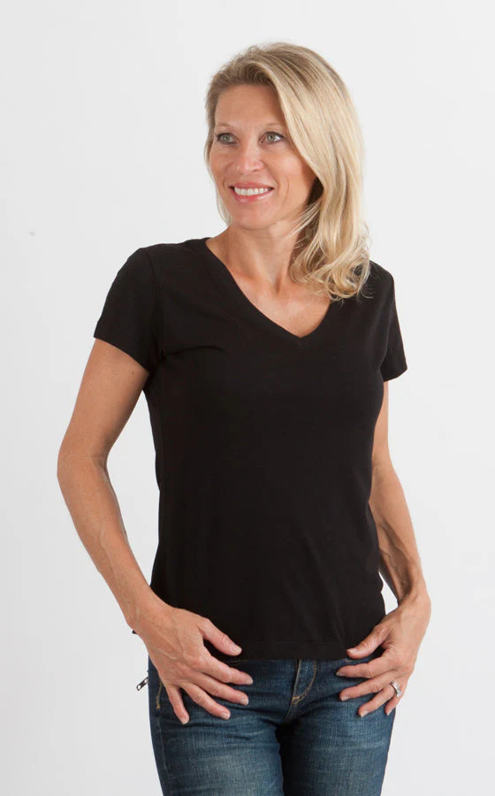Women's Bamboo Viscose/Cotton V-Neck Cap Sleeve T-Shirt - Image 12