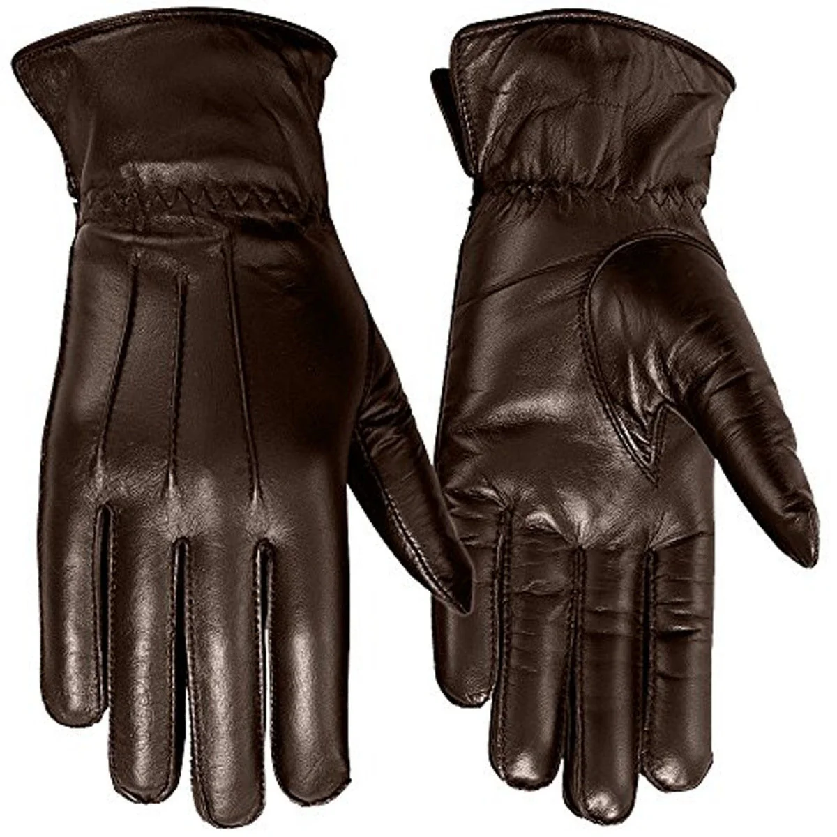 Women's Warm Winter Dress And Work Gloves, Thermal Lining, Genuine Brown Leather - Image 8
