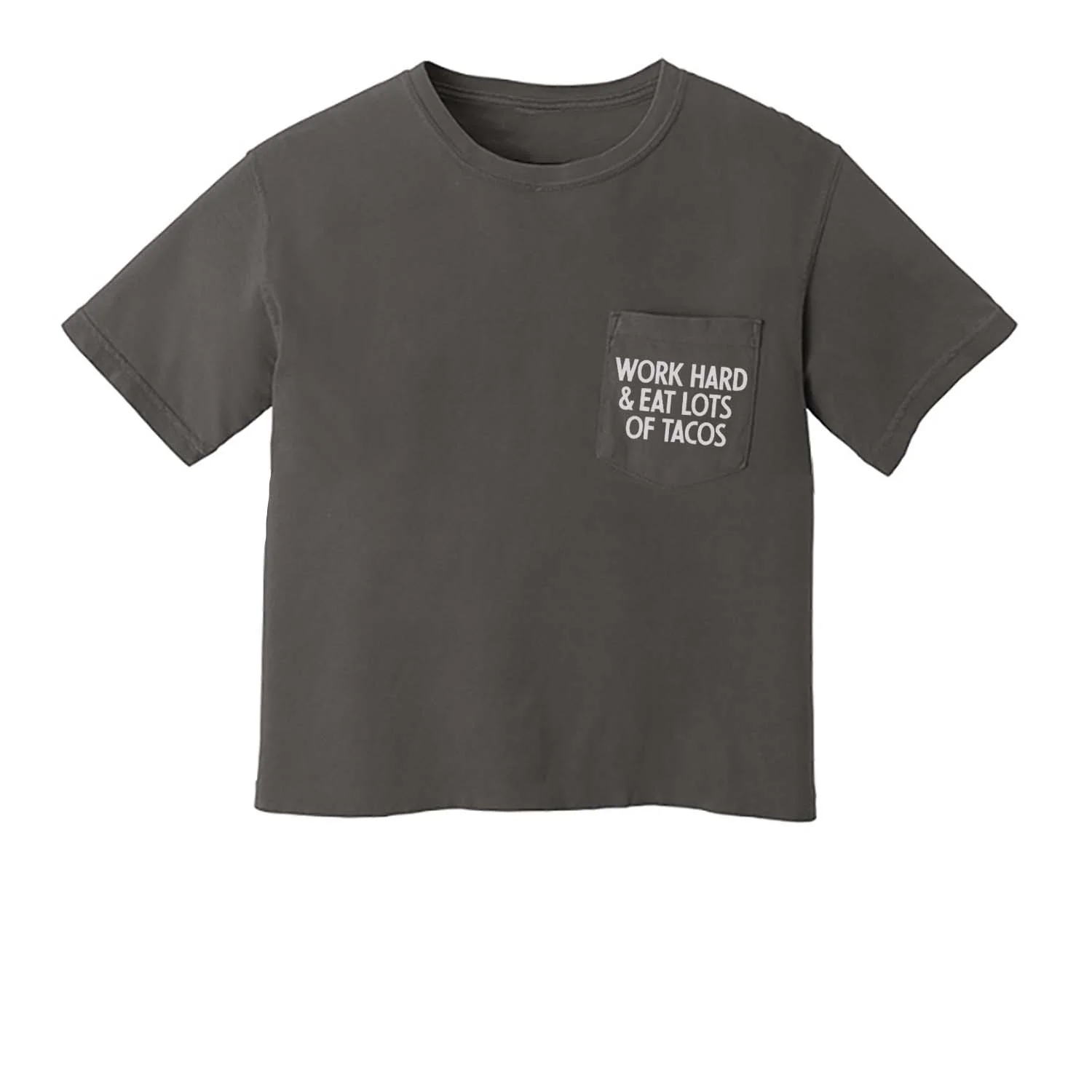 Work Hard & Eat Lots of Tacos Crop Pocket Tee - Image 4