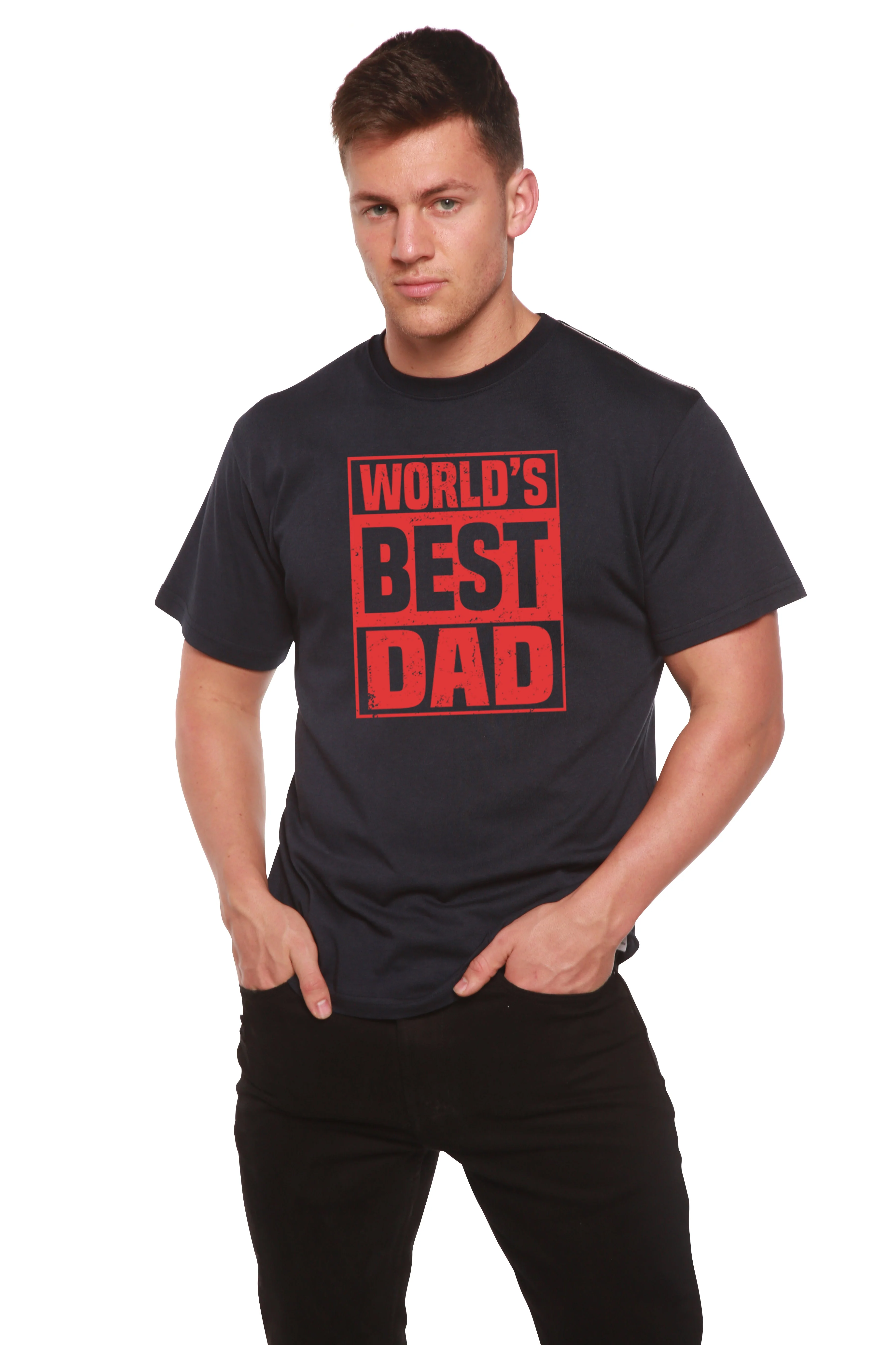 World's Best Dad Men's Bamboo Viscose/Organic Cotton Short Sleeve Graphic T-Shirt - Image 11