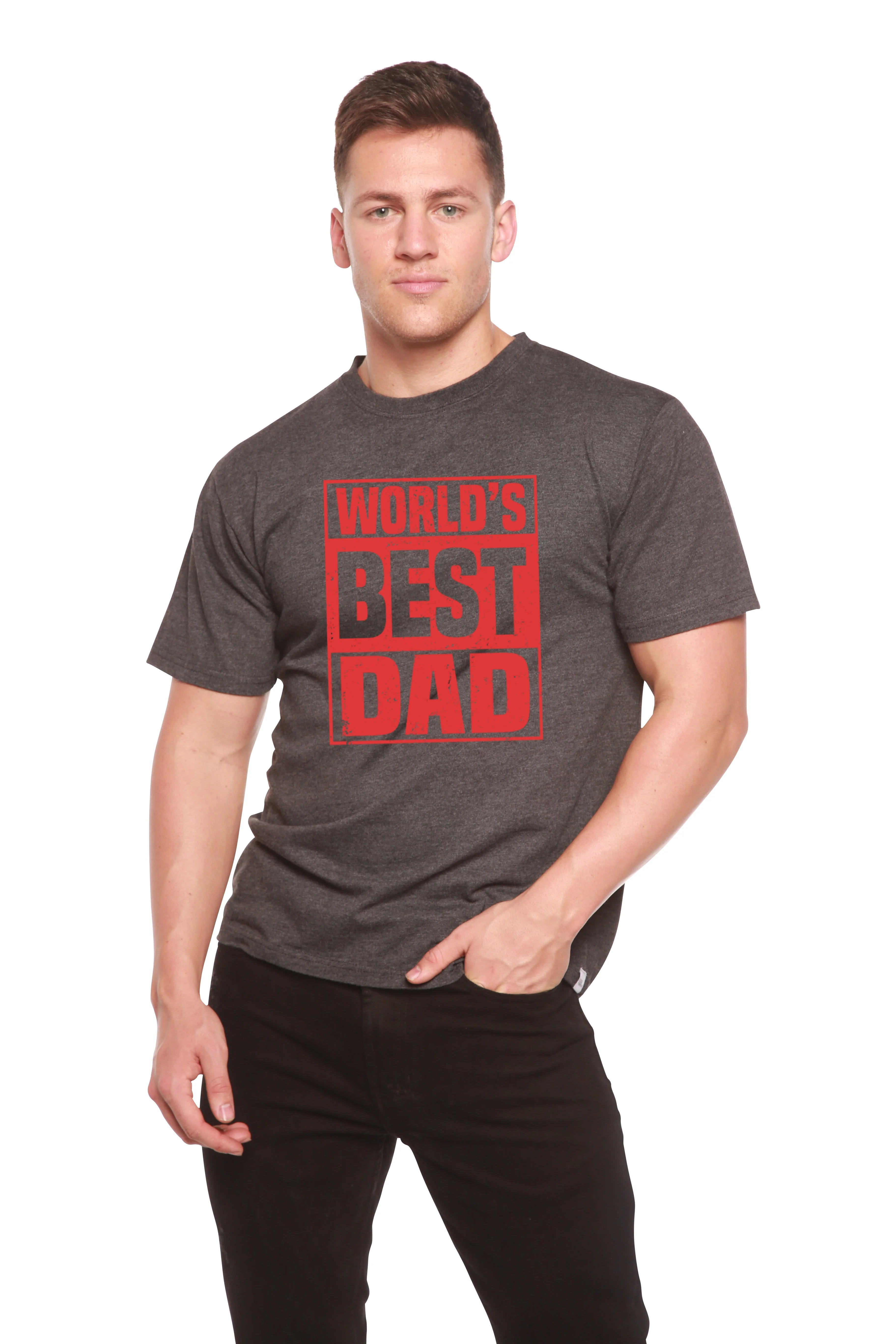 World's Best Dad Men's Bamboo Viscose/Organic Cotton Short Sleeve Graphic T-Shirt - Image 5