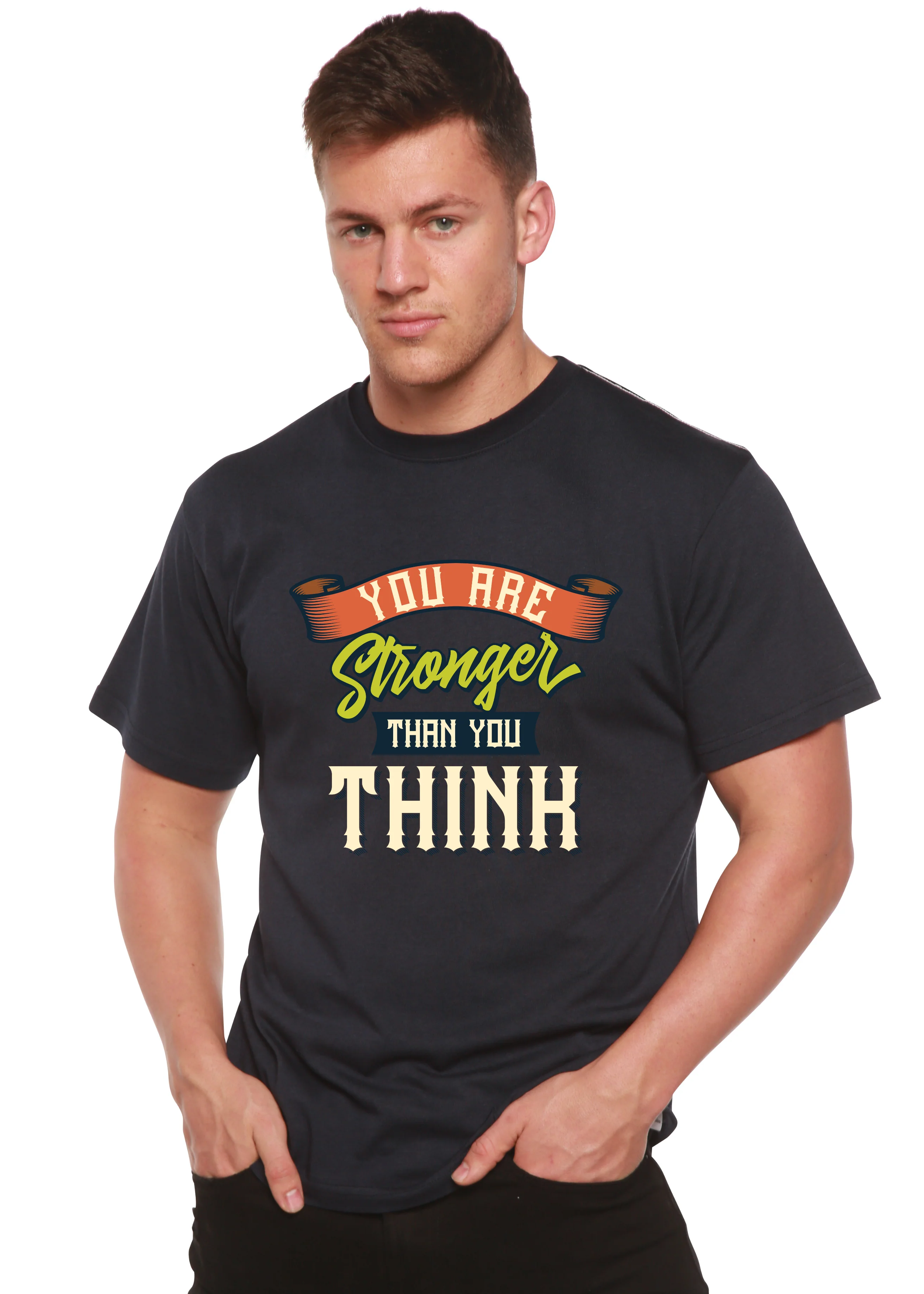 You Are Stronger Than You Think Men's Bamboo Viscose/Organic Cotton Short Sleeve Graphic T-Shirt - Image 3