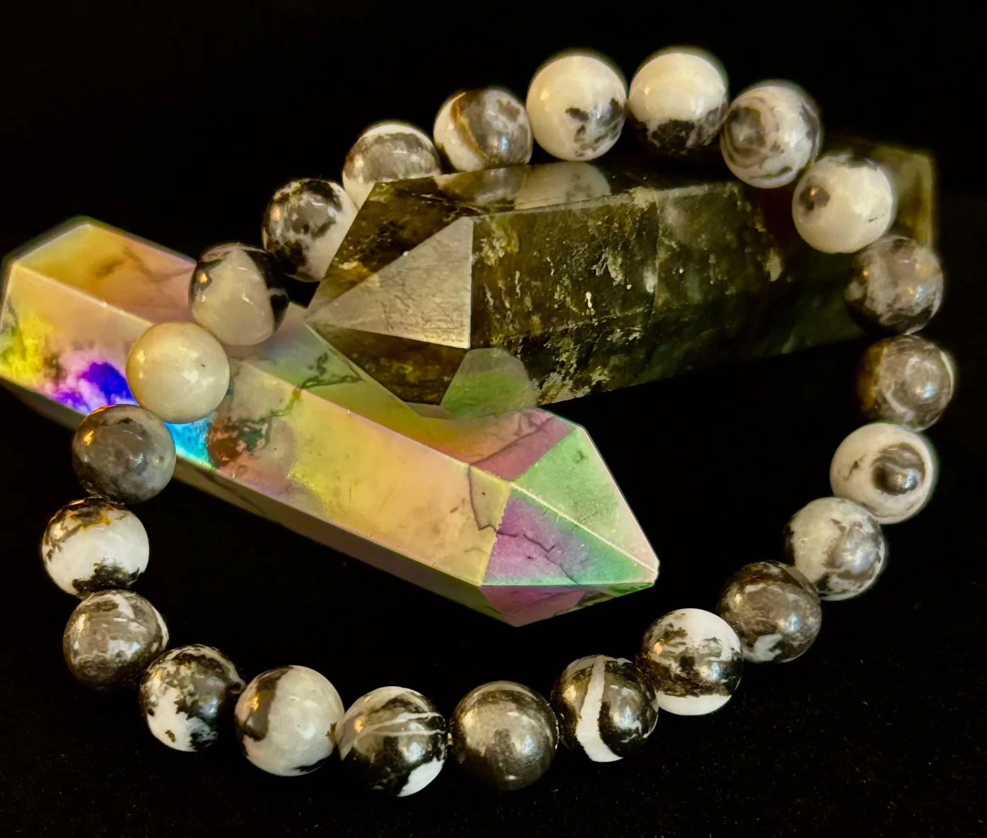 Zebra Stone Bracelet – 8mm Beads, Medium Wrists - Image 4
